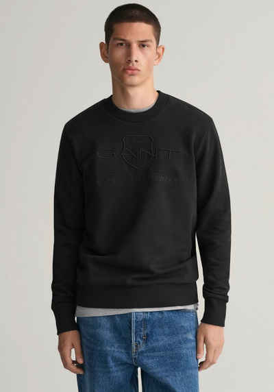 Gant Sweatshirt D1. TONAL ARCHIVE SHIELD C-NECK mit Logostickerei auf der Brust