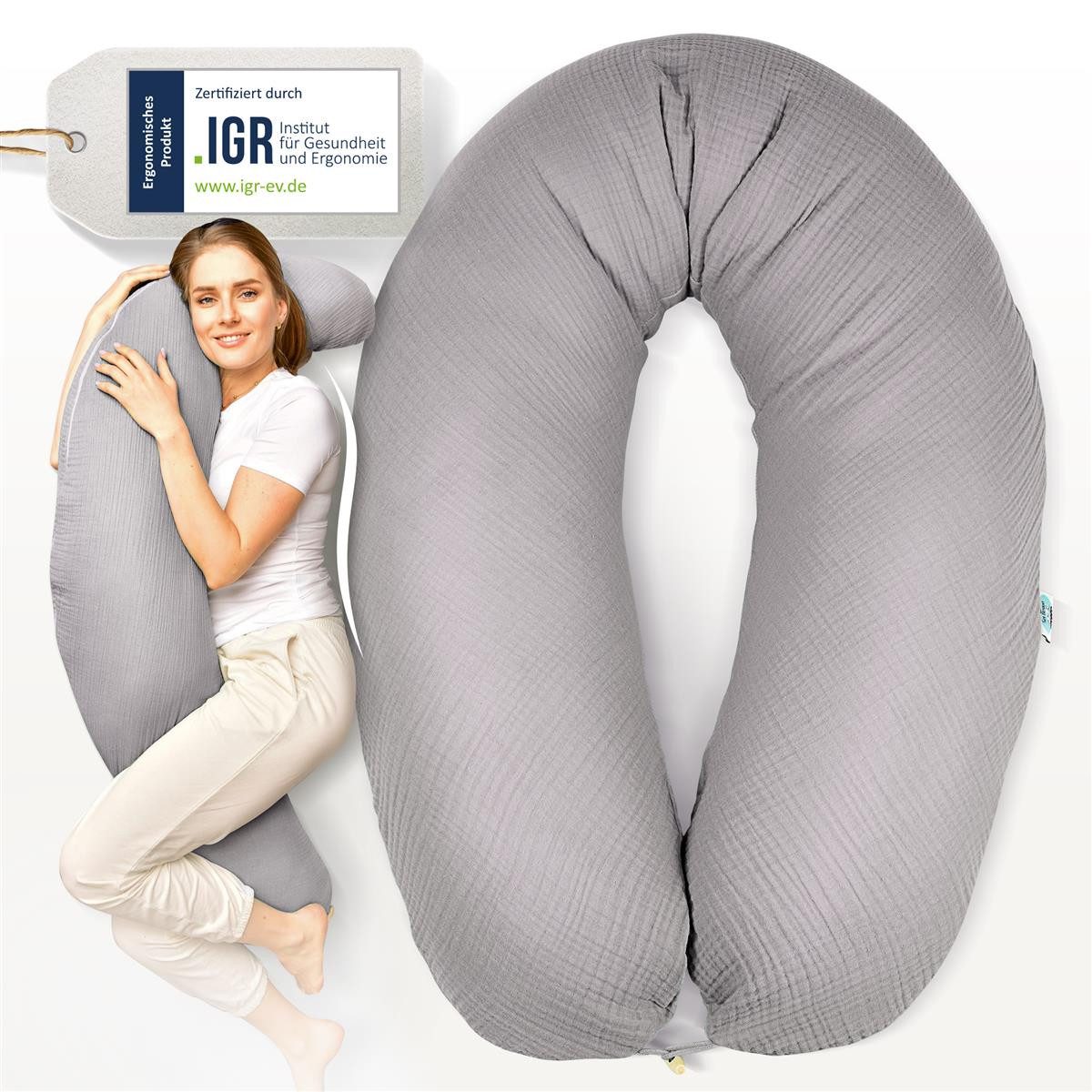 SEI Design Stillkissen Seitenschläferkissen Babynestchen Kuschelnest XXL, Schwangerschaftskissen mit Bezug, Schwangerschaftskissen mit Bezug, Bezug 100% Baumwol – Bild 2 von 5