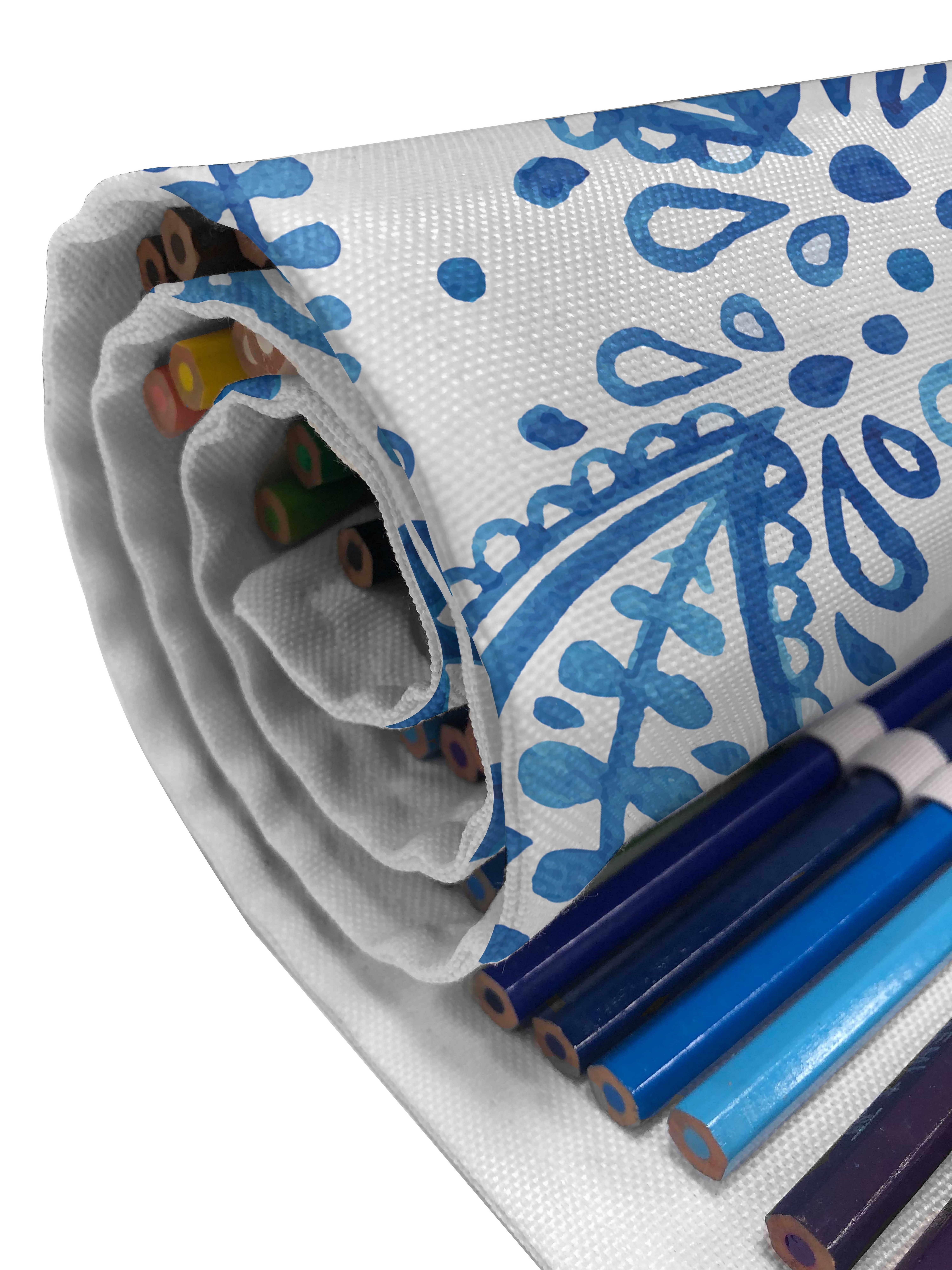 Abakuhaus Federmäppchen langlebig und tragbar Blau Paisley Organizer, Sketch-Blumen weiß und Segeltuch Stiftablage und Flake