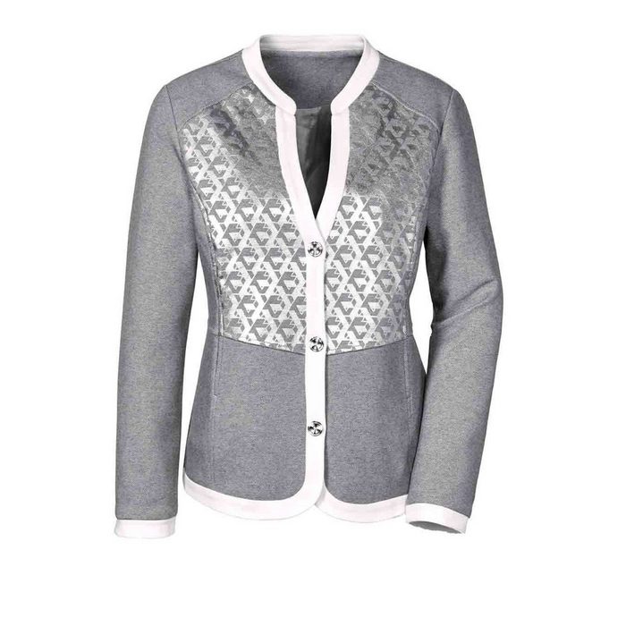 creation L Longblazer CRéATION L PREMIUM Damen Jersey-Blazer grau-silberfarben