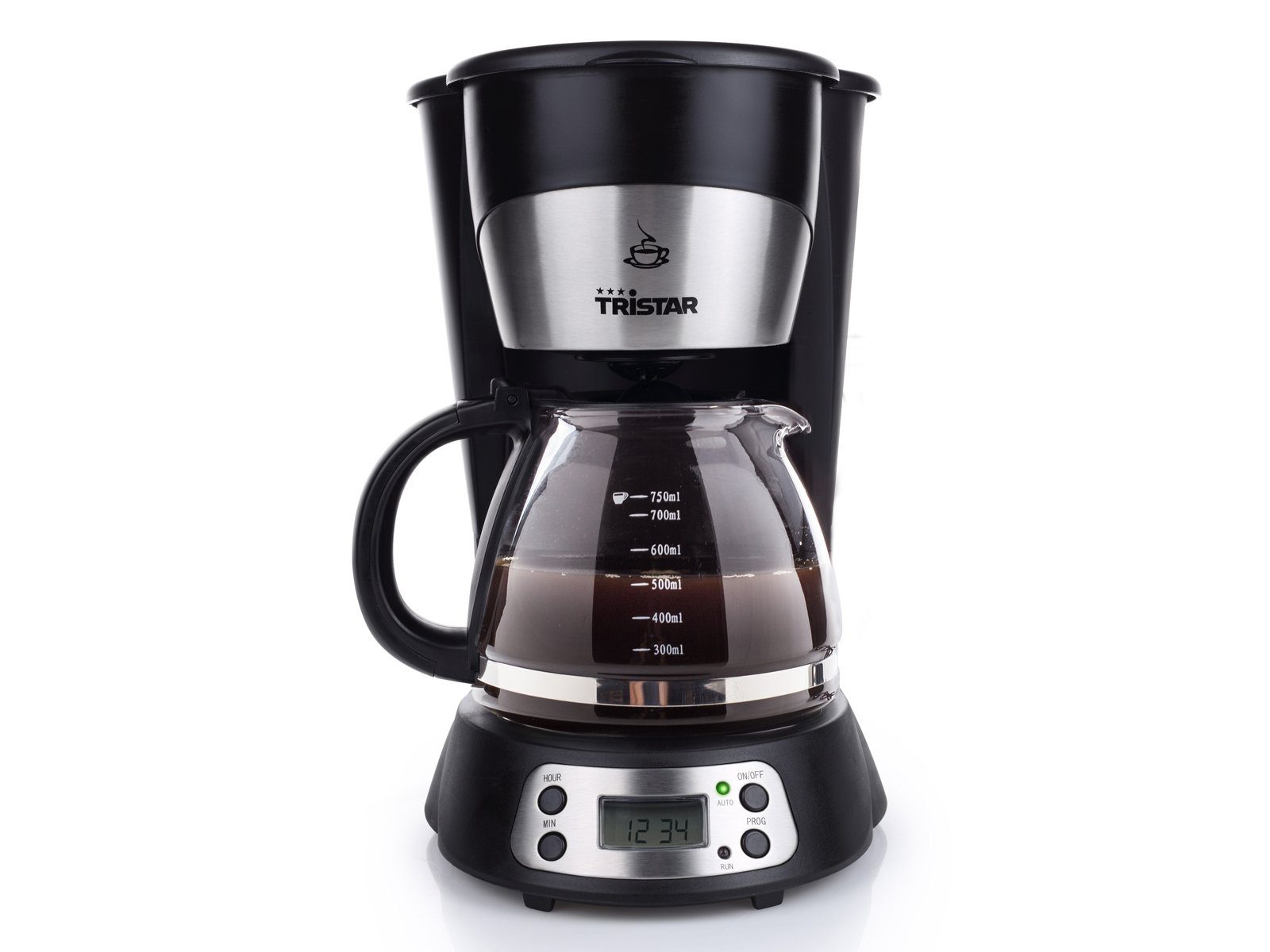 Filterkaffeemaschine, für 0.75l Zeitschaltuhr mit & Permanentfilter, Camping - Tristar 8 Kaffeekanne, Tassen Glaskanne, Permanentfilter