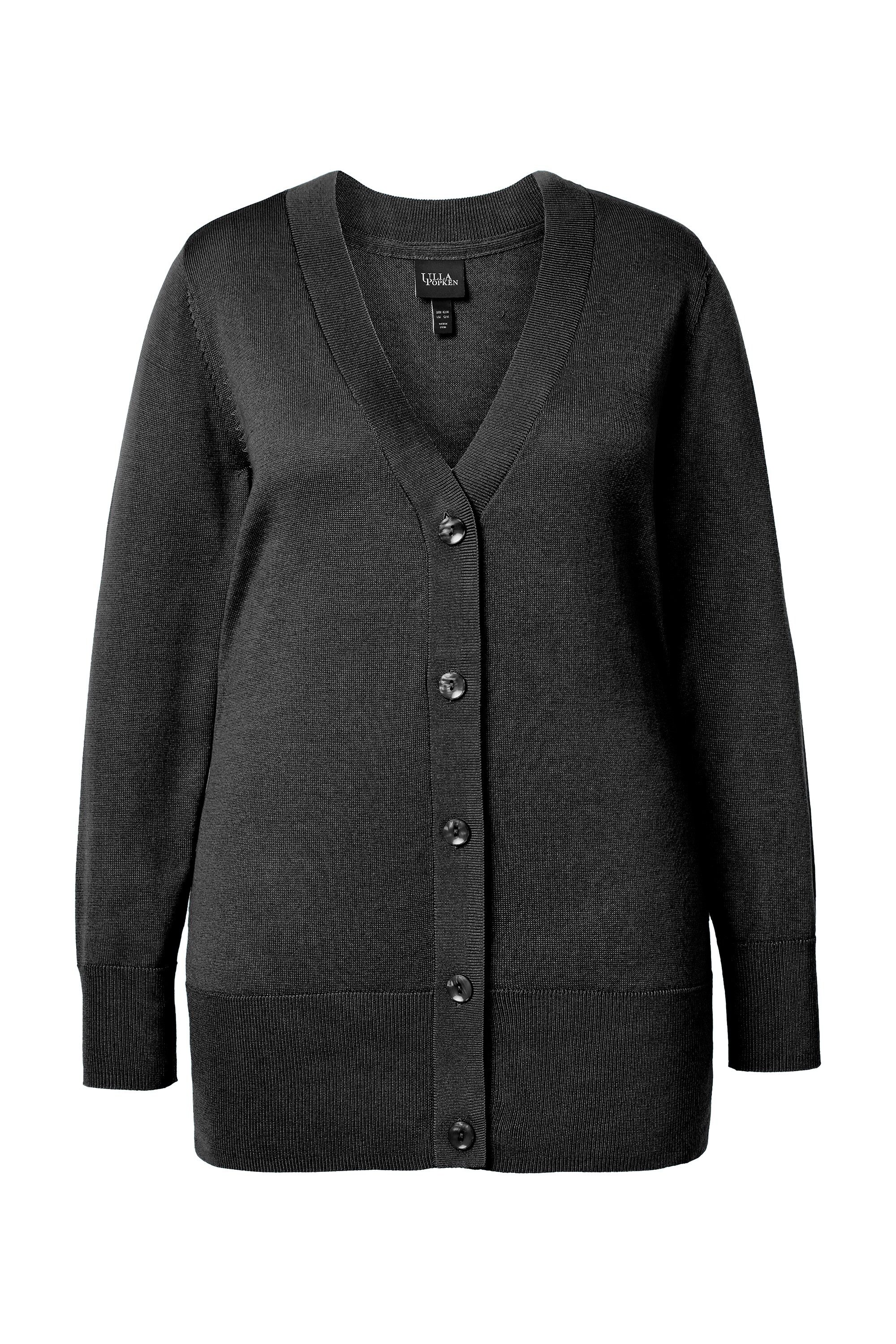 Ulla Popken Strickjacke Strickjacke V-Ausschnitt Knopfleiste günstig online kaufen