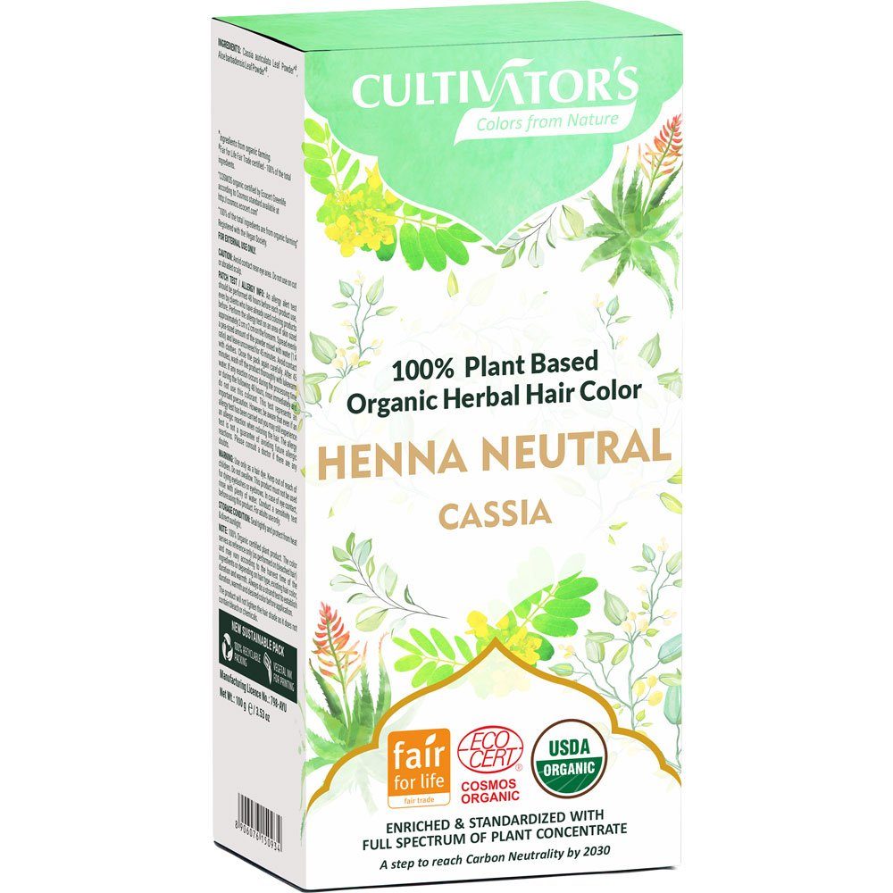 Cultivators Haarfarbe Organische Pflanzen Neutral Henna, 100 g