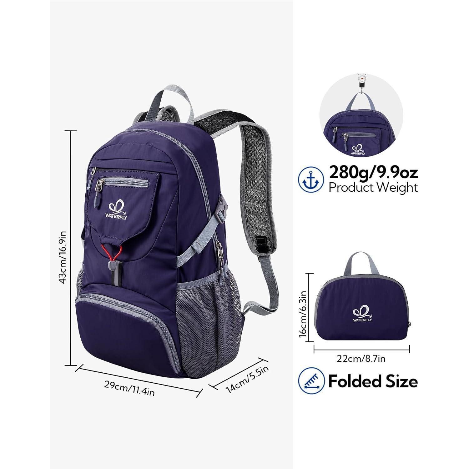 LuxusKollektion Tagesrucksack Rucksack Ultraleicht Faltbar 20L Tagesrucksack Herren Damen Blau-lila