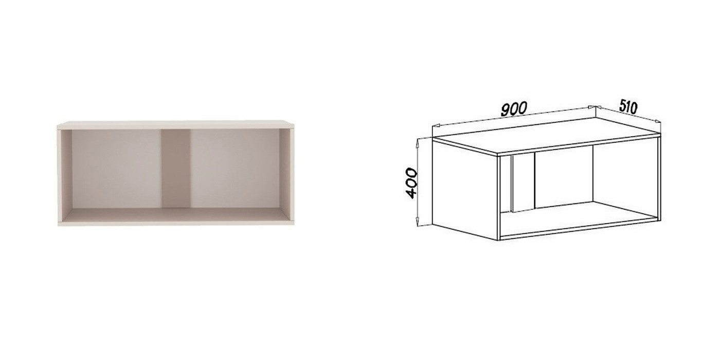 Marmex Möbel Aufsatzschrank TRES 02N Schrankerweiterung 90 x 40 x 51 graubeige cashmere (1-St) Schrankaufsatz, Ankleidzimmer