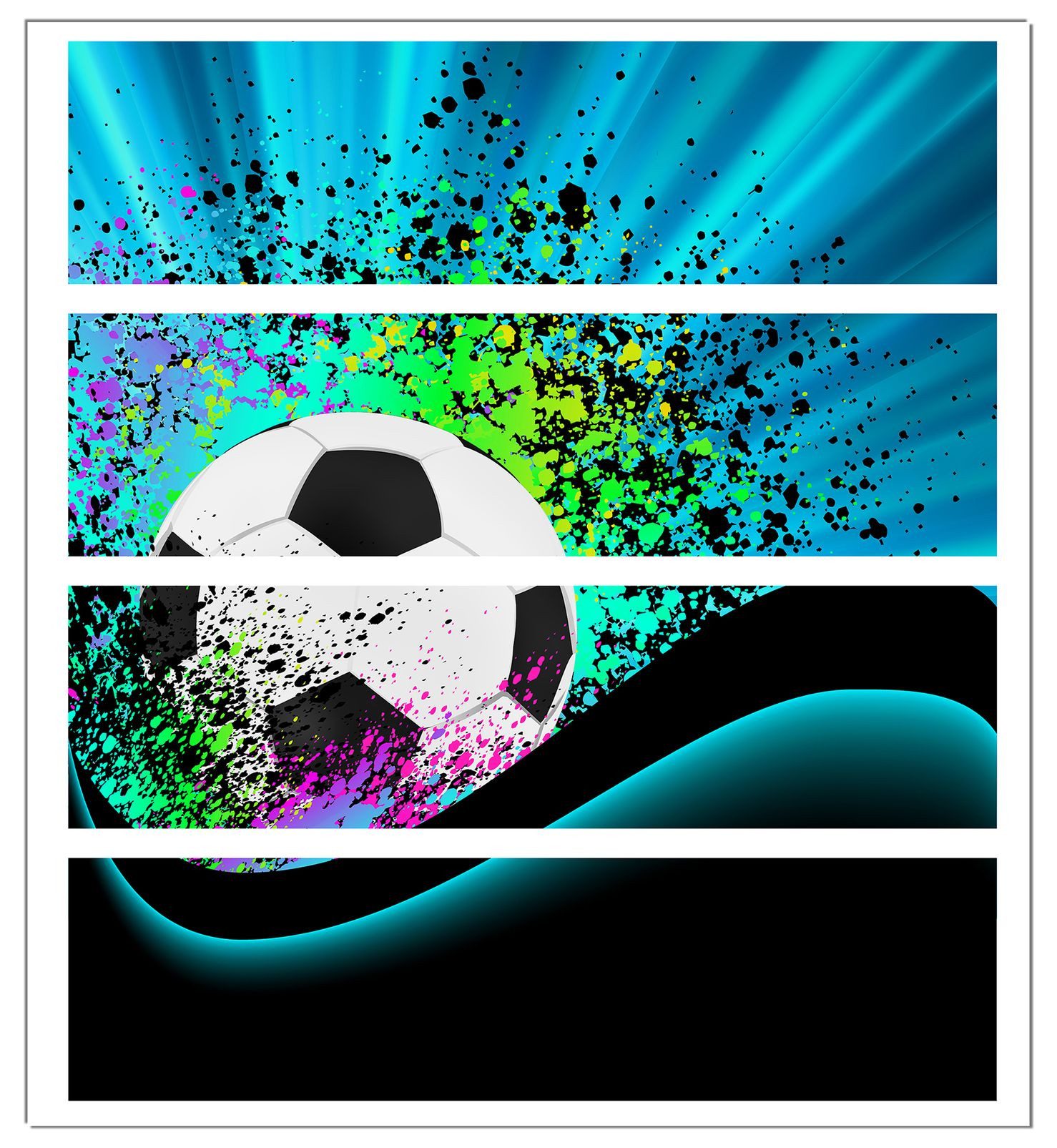 Wallario Möbelfolie Fußball - Design Wellen und Regenbogen in blau