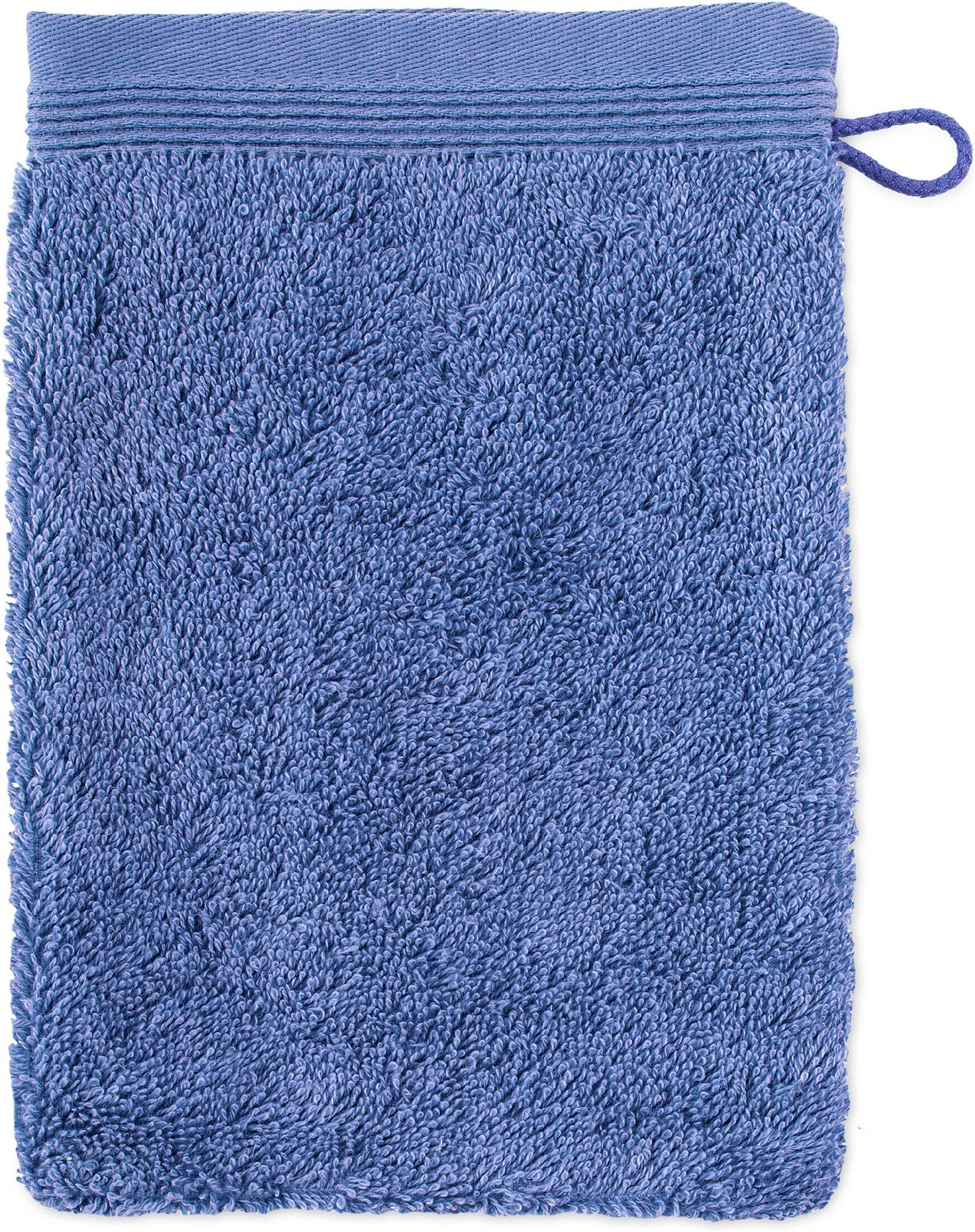 Möve Waschhandschuh Superwuschel 100% Premium Cotton Baumwolle, Walkfrottier (1-St), mit Biesenbordüre und praktischem Kordelaufhänger, einfarbig, weich