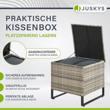 Juskys Gartenlounge-Set Santorini, (4-tlg), Polyrattan Sitzgruppe mit Beistelltisch & Auflagenbox, wetterfest