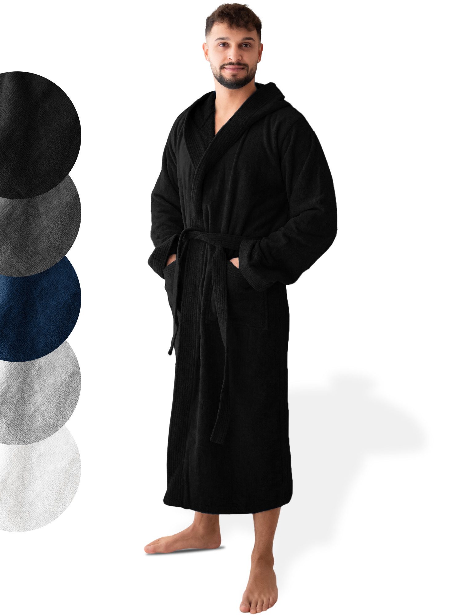 SIEGENTHAL Herrenbademantel Herren Bademantel Kapuze Wadenlang günstig online kaufen