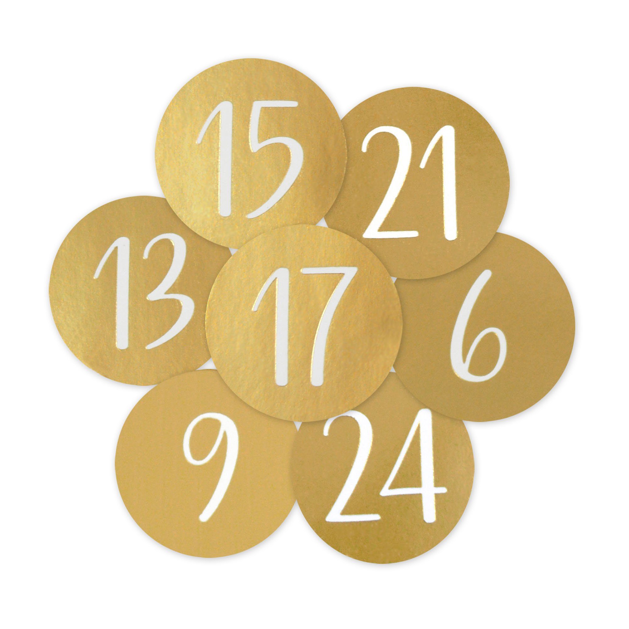 Frau WUNDERVoll Sticker 24 Adventskalenderzahlen gold (4 cm)