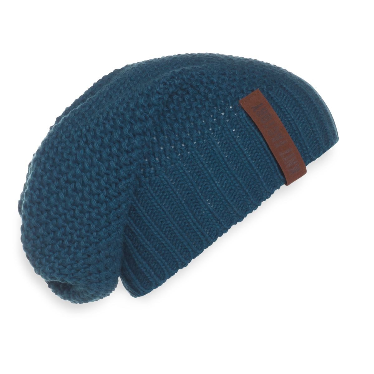 Knit Factory Strickmütze Coco Mützen One Size Glatt Dunkelblau (1-St) Mütze Strickmütze Kopfbedeckung Hut Wollmütze