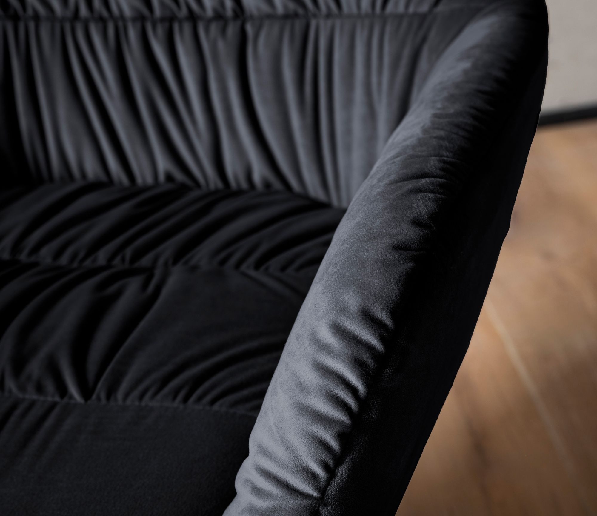 FINEBUY Cocktailsessel FB59869 Clubsessel Samt Metall Cocktailsessel Schalenstuhl (Design Schalenstuhl mit Rückenlehne, Samt Schwarz), Relaxsessel Loungestuhl, Clubsessel Lounge