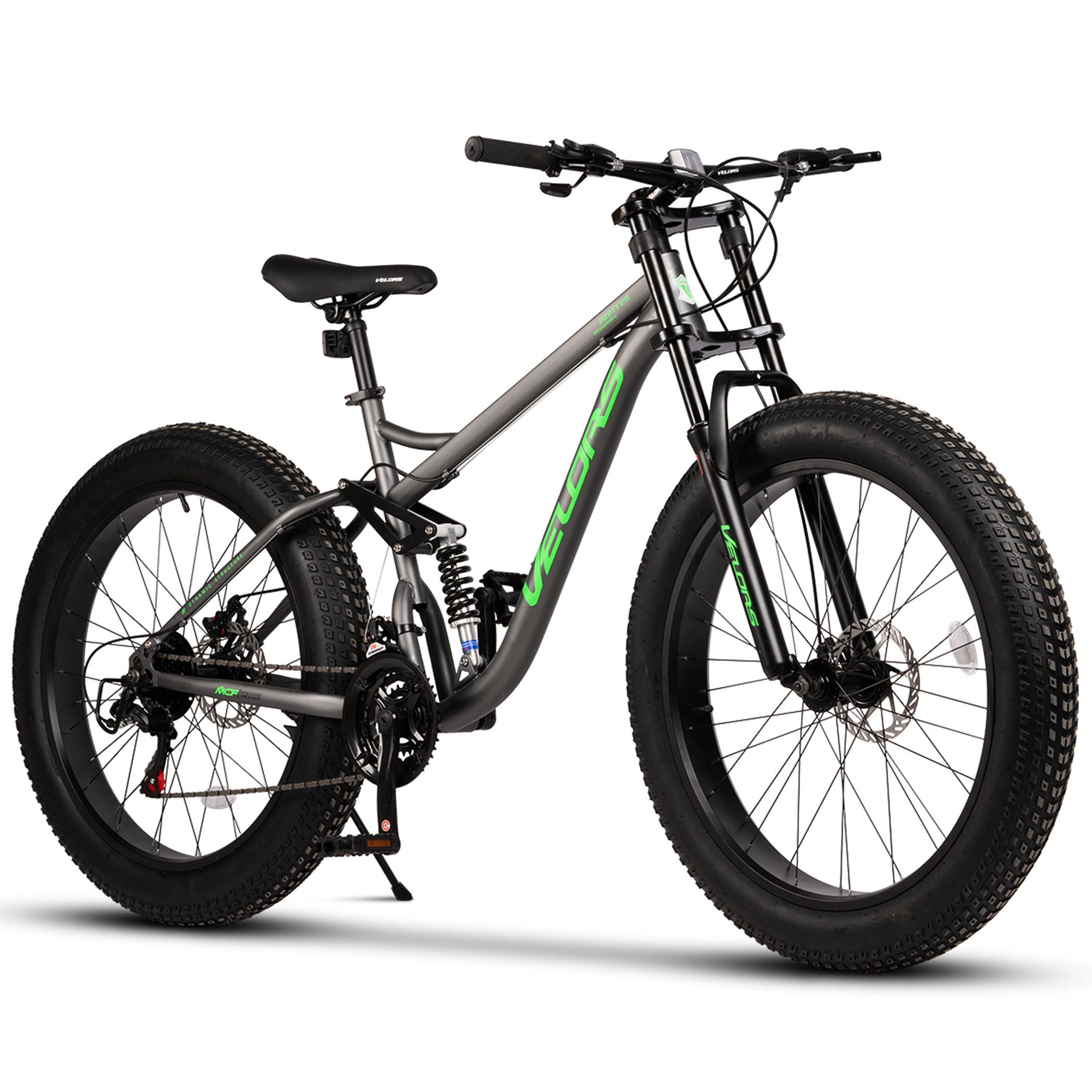 Velors Fatbike 26 Zoll Fat Tire 4.0 MTB für Herren Damen und Jungen, 21 Gang, Kettenschaltung, mechanische Scheibenbremse, Fat Bike Mountainbike