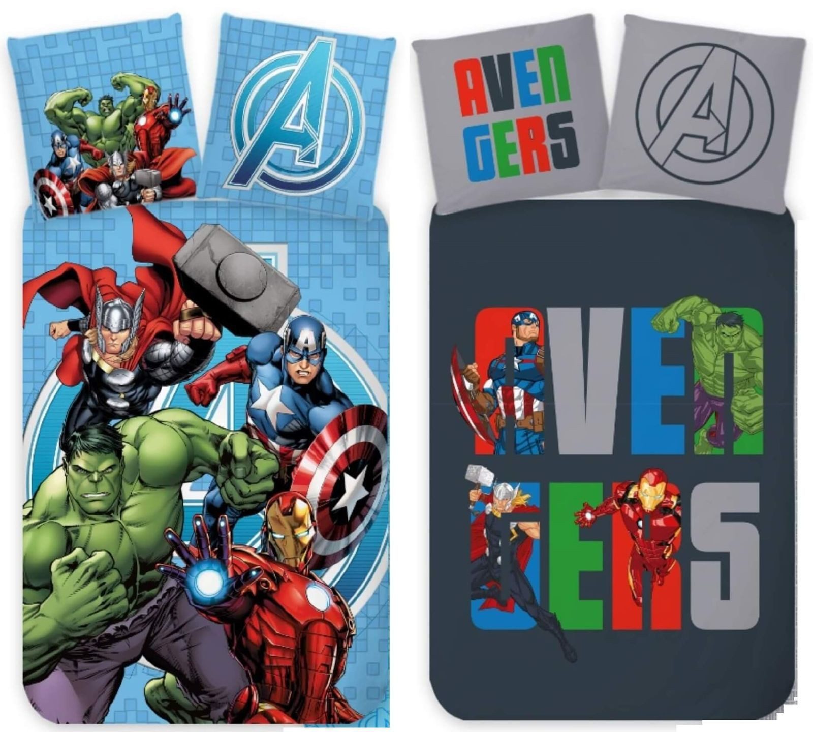 BrandMac Bettwäsche Marvel Avengers - 2 x Bettwäsche-Set Doppelpack, 135x200 & 80x80, Baumwolle, 100% Baumwolle