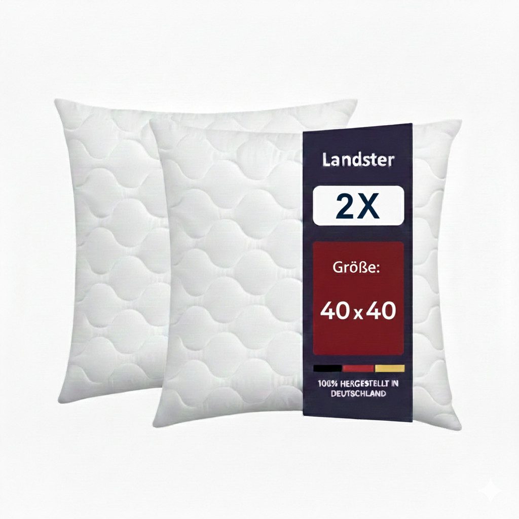 Landster Microfaserkissen Gestepptes kopfkissen 80x80, Bettkissen, Zierkissen, Seitenschläfer, Füllung: 100% Polyester, Rückenschläfer, Seitenschläfer, Bauchschläfer, Seitenschläfer,allergikerfreundlich,Atmungsaktiv, Made in Deutschland