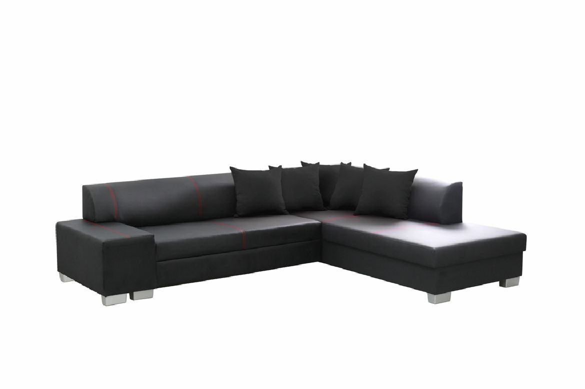 JVmoebel Ecksofa Sofa Sofa Schwarz Mit Designer Couch, Bettfunktion mit LForm Schlafsofa Bettfunktion Ecksofa