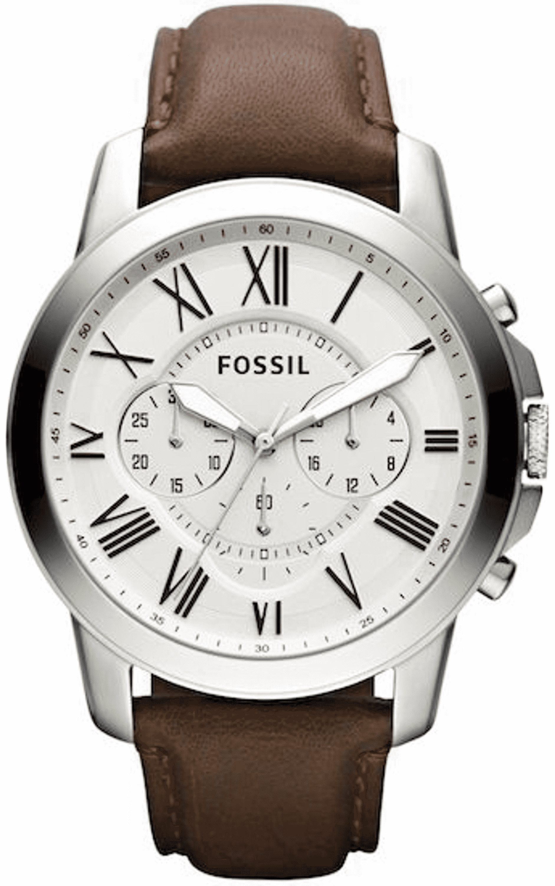 Fossil Quarzuhr, Chronograph Herren Uhr mit Leder Armband