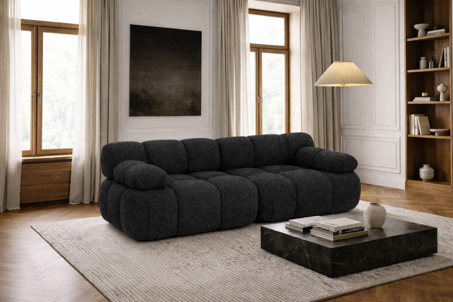 Kaiser Möbel Sofa 2-Sitzer modular für Wohnzimmer, Bouclé-Stoff Abriamo, Selia, 2-Sitzer, Teil der Selia-Modulkollektion,Kombinierbar mit weiteren Modulen