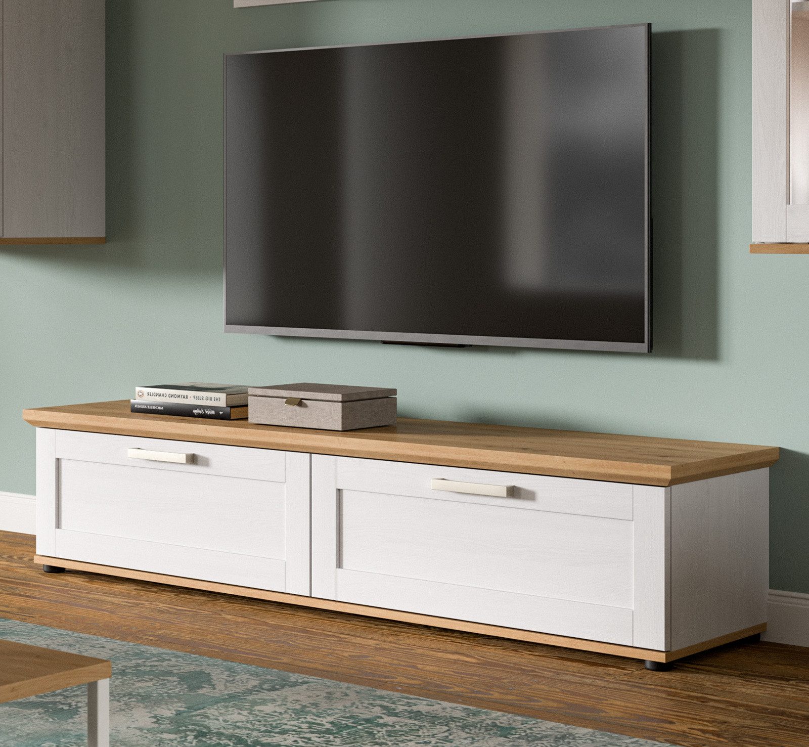 Inn.Furn Lowboard Mirano (TV Unterschrank in weiß Lärche Landhaus und Eiche günstig online kaufen