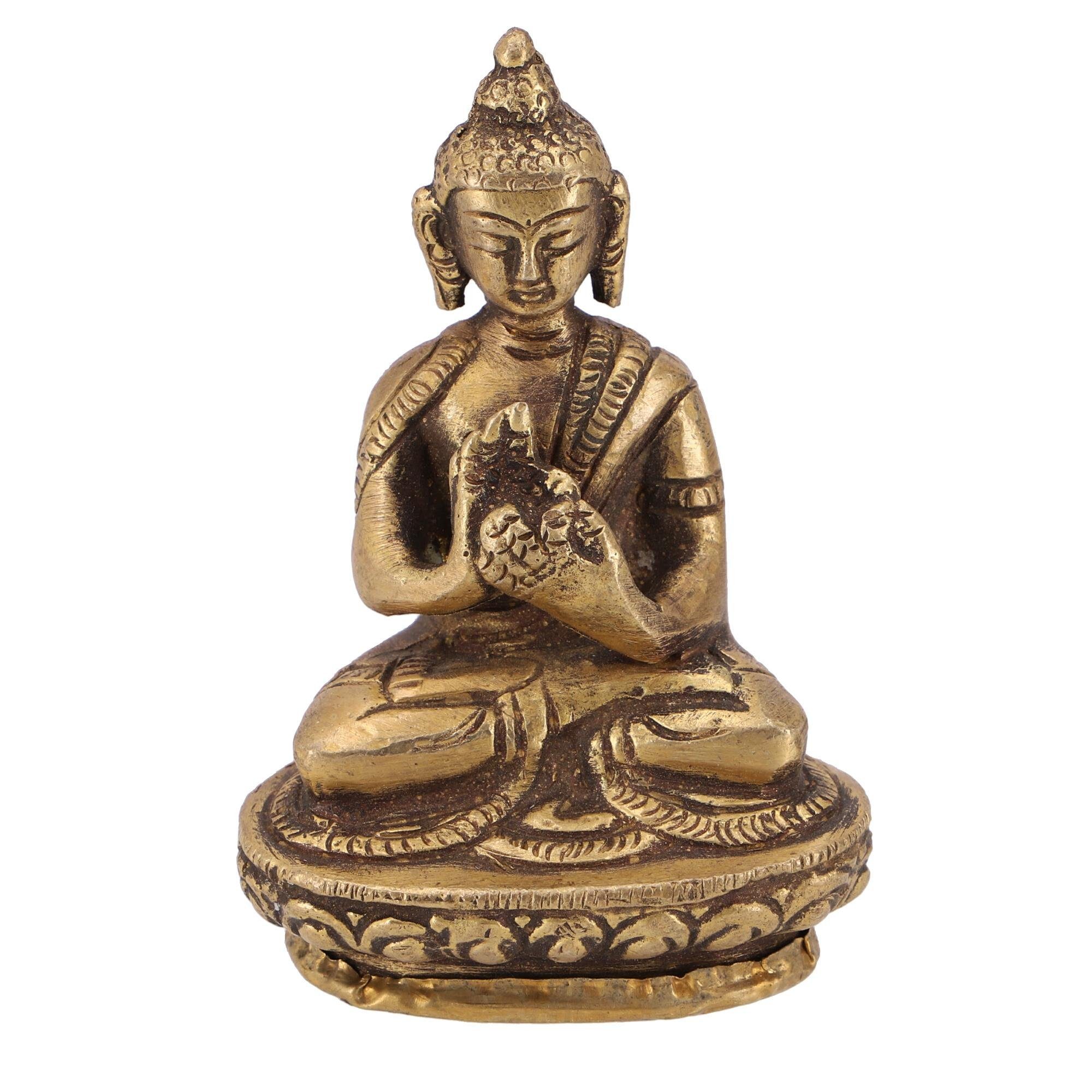 Guru-Shop Buddhafigur Buddha Statue aus Messing Dharmachakra Muda 8.. Modell 1