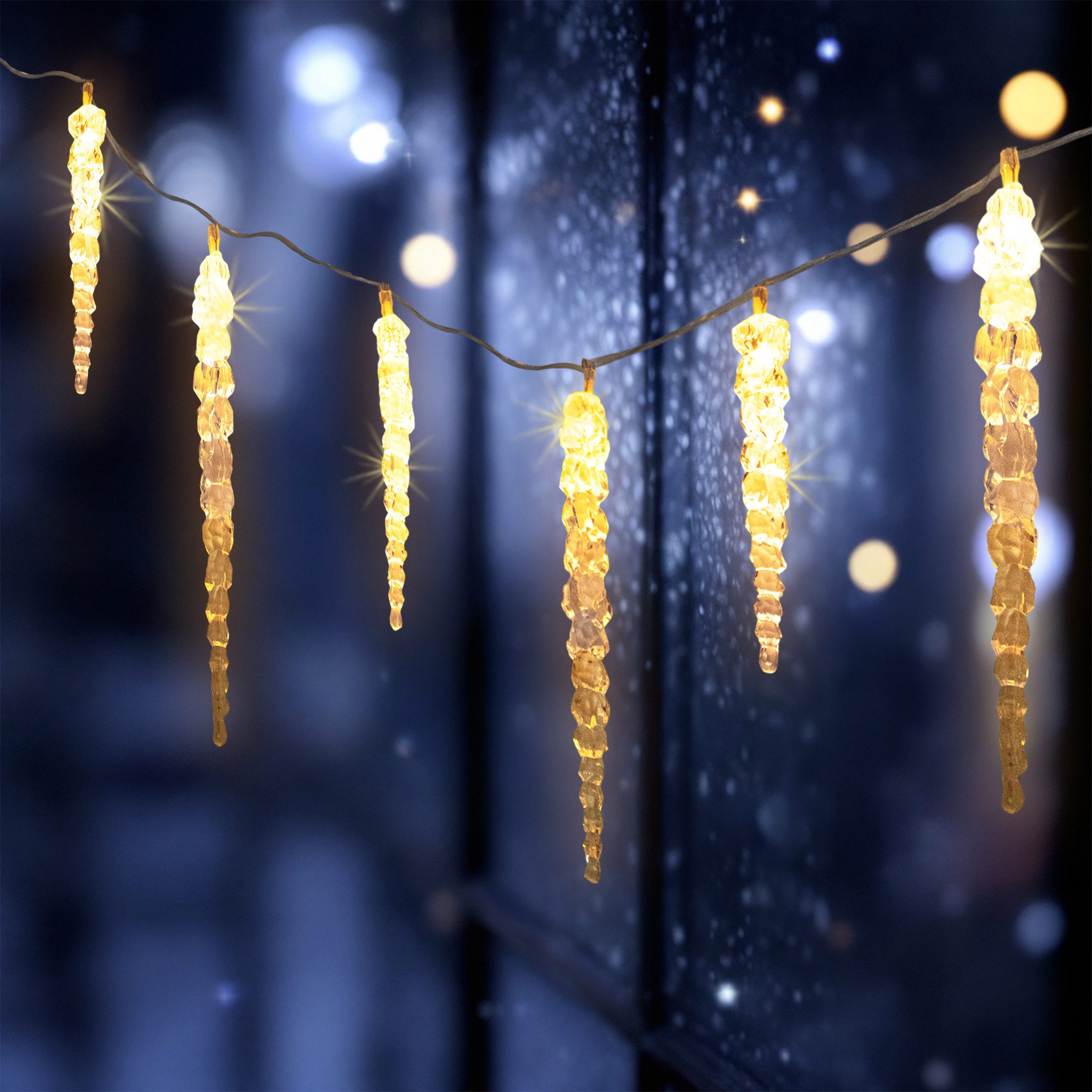 Spetebo LED-Lichterkette LED Eiszapfen, warm weiß