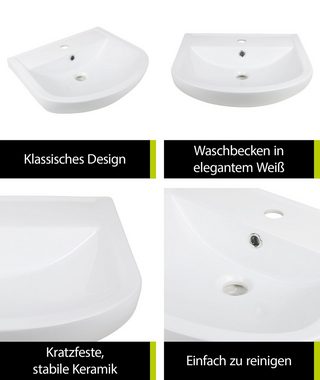 aquaSu Waschbecken pUna (Hänge-Waschtisch, 1-St., Handwaschbecken), 50 cm, Handwaschbecken, Keramik, Weiß, 560948