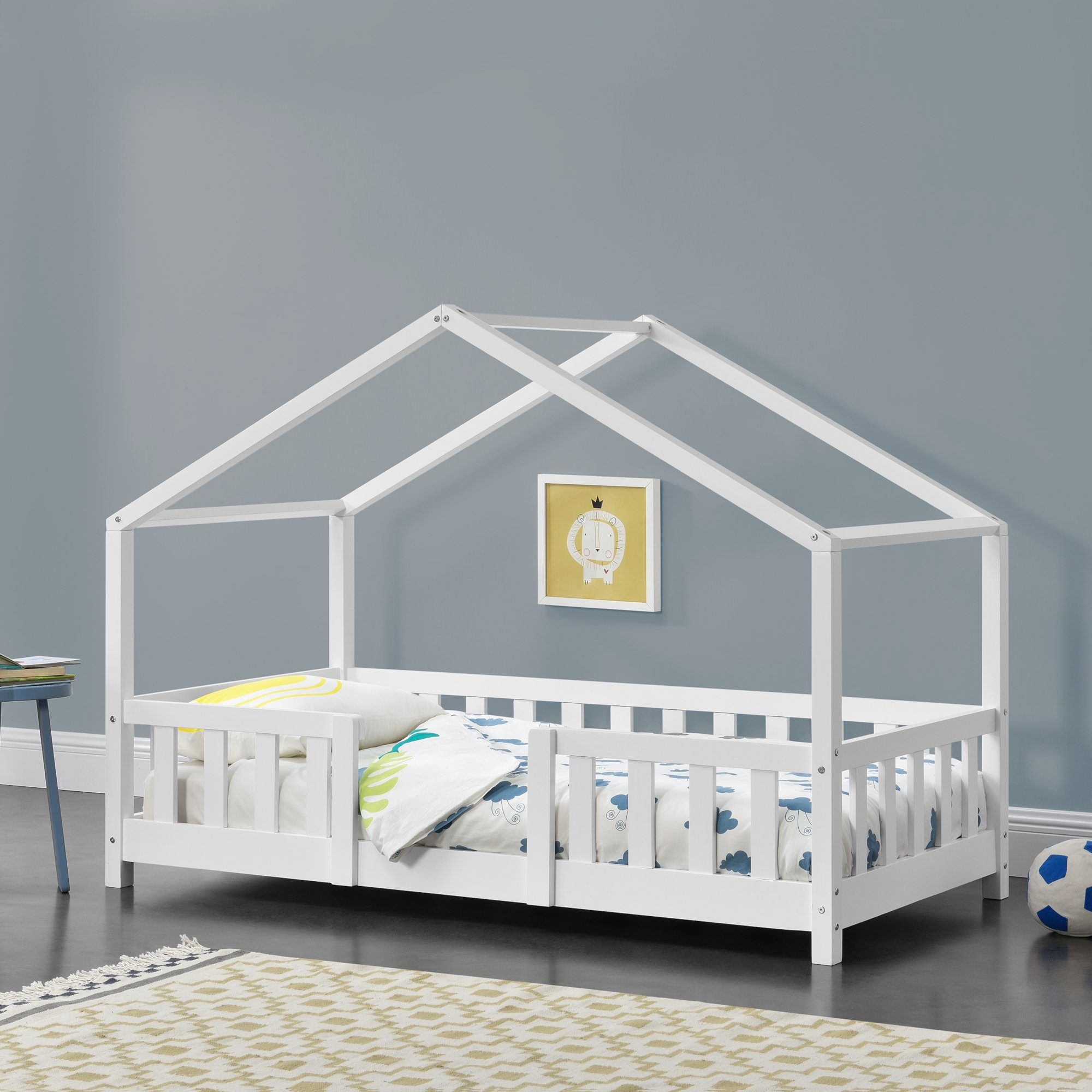 en.casa Kinderbett, »Treviolo« Haus-Optik Montessori 80x160 cm Weiß günstig online kaufen