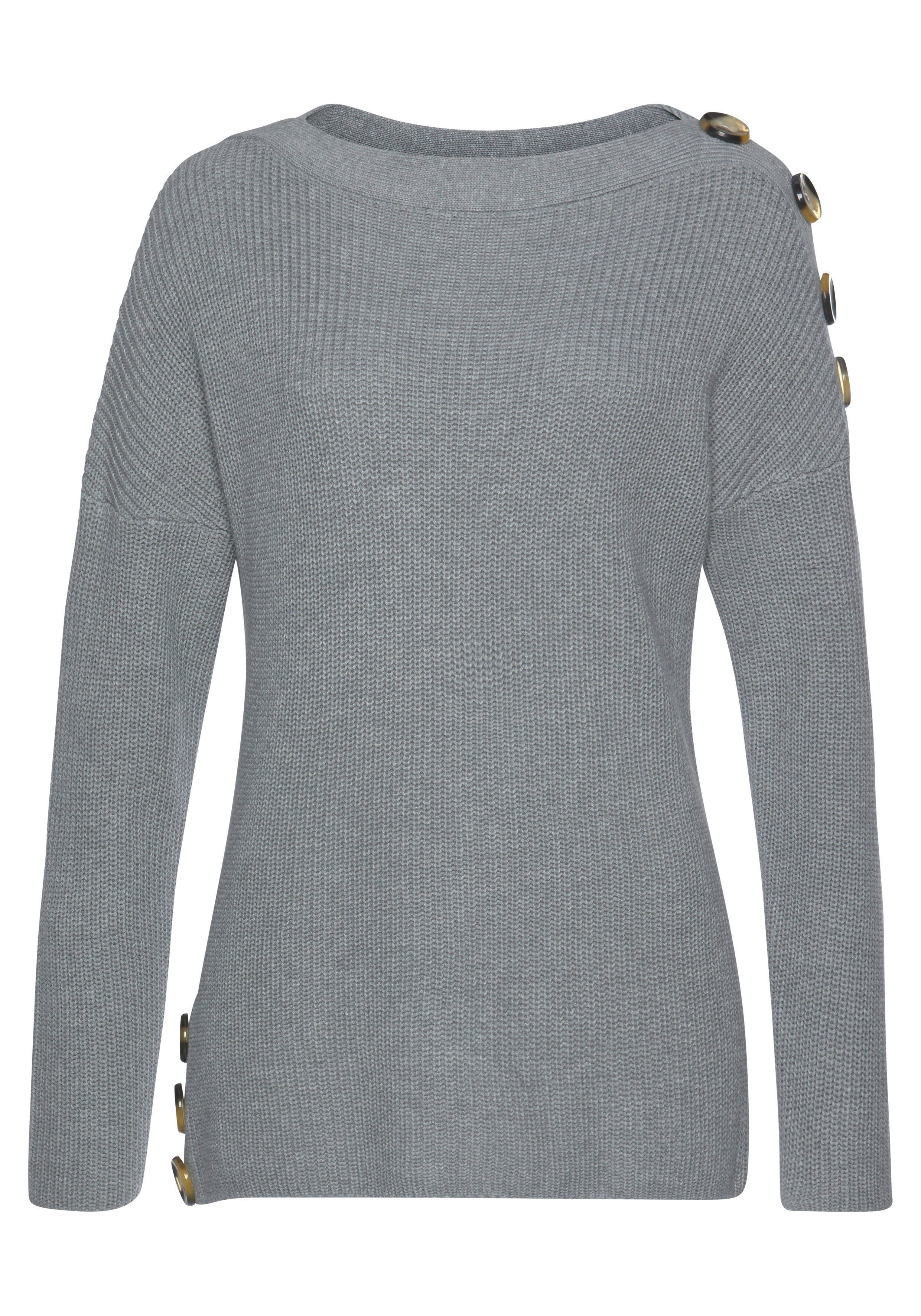 LASCANA Strickpullover mit Knöpfen im Off-Shoulder-Style, Damenpullover aus günstig online kaufen