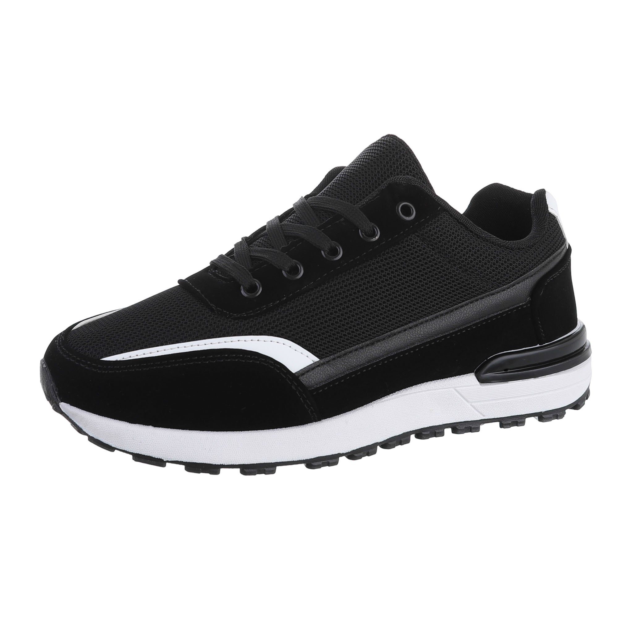 Ital-Design Herren Low-Top Freizeit Sneaker Flach Sneakers in Schwarz