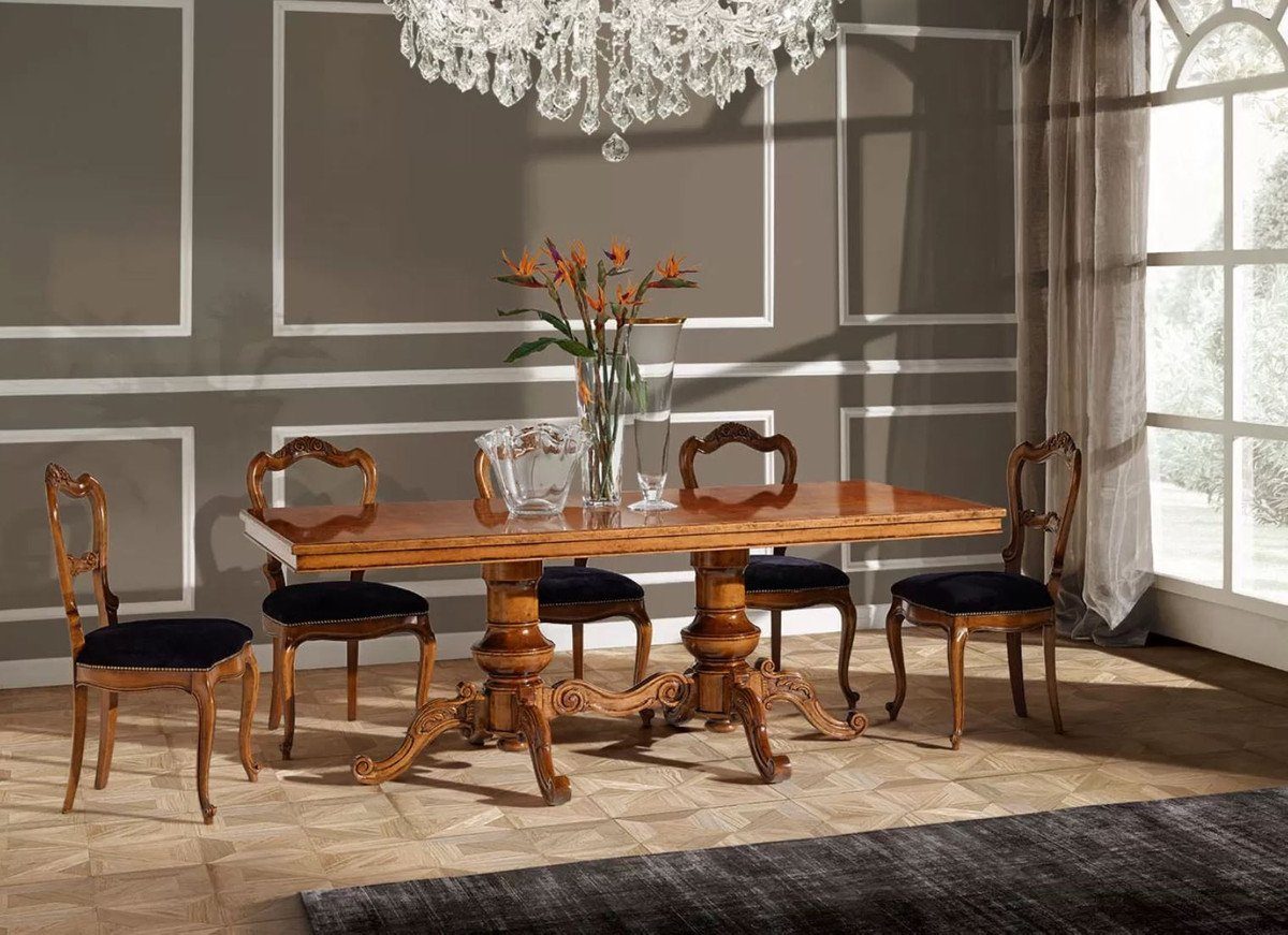 Casa Padrino Esszimmerstuhl Handgefertigtes Möbel in Qualität Stühle - 6er Made Lila Biedermeier - Esszimmerstuhl Esszimmer Luxus - Küchen - Luxus Italy Set Set Biedermeier Braun 