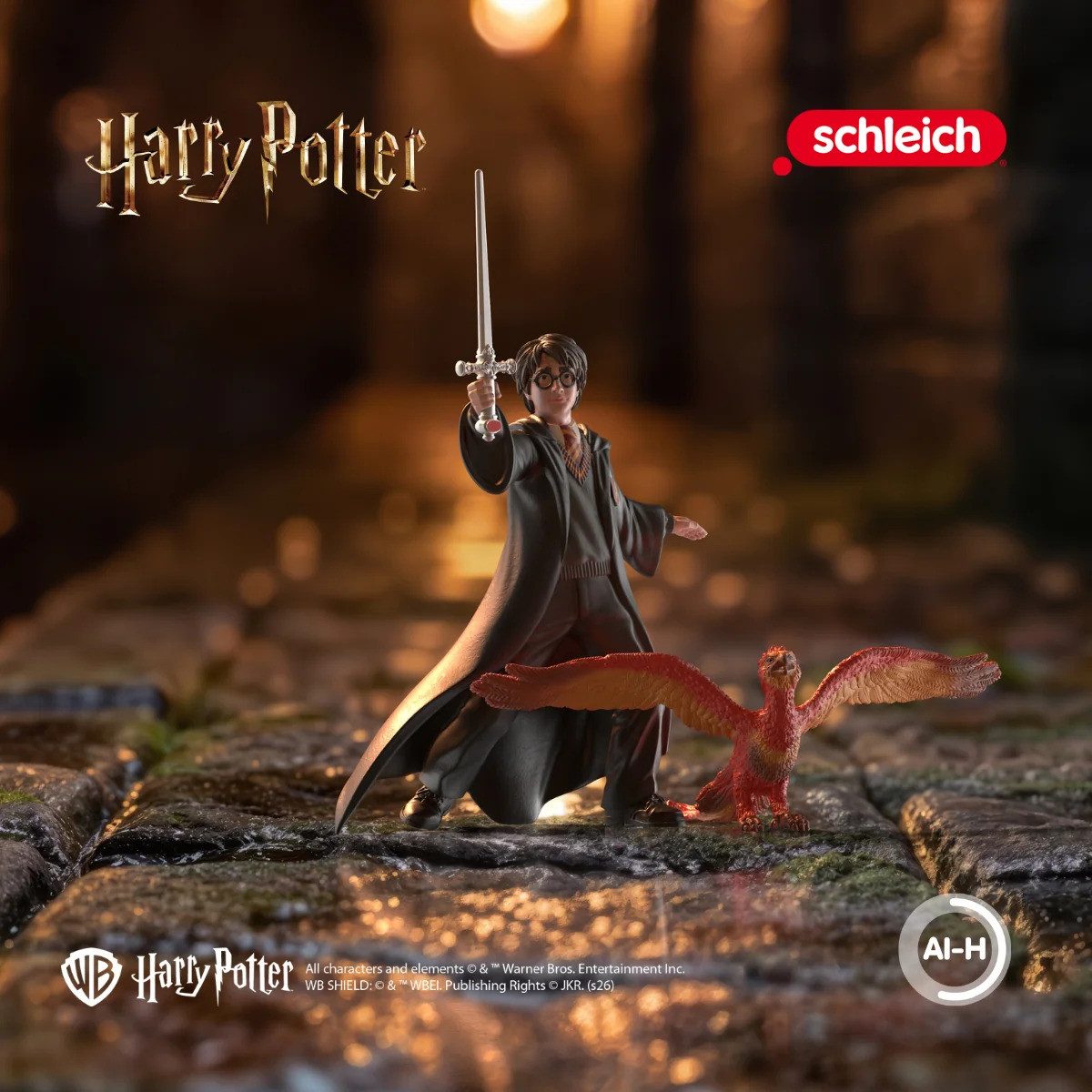 Schleich® Spielfigur HARRY POTTER™, Harry & Fawkes™ mit Schwert (14994), (3-tlg)