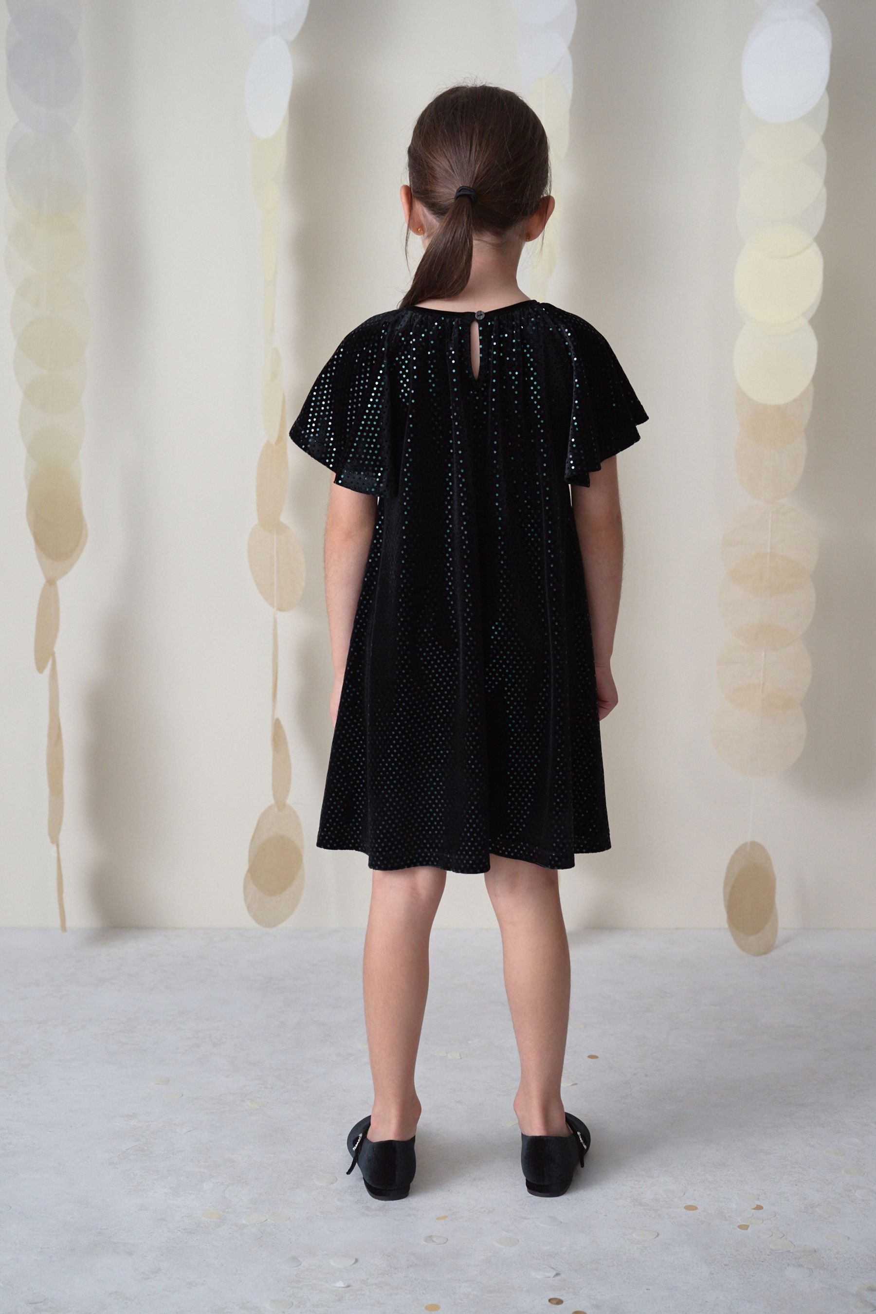 Next Lederkleid Velours-Kleid mit Folienpunkte (1-tlg)