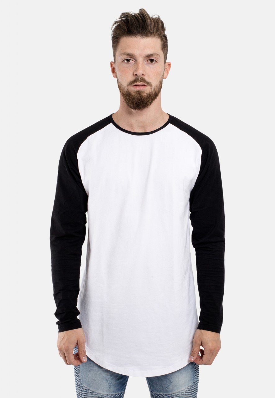 Blackskies T-Shirt Baseball Longshirt T-Shirt Weiß Schwarz Medium