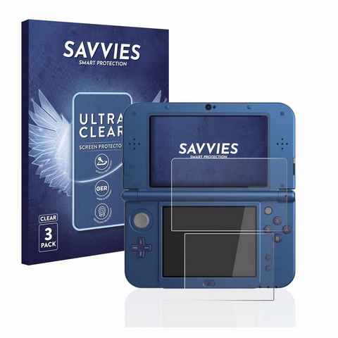 Savvies Schutzfolie für Nintendo New 3DS XL, Displayschutzfolie, 6 Stück, Folie klar