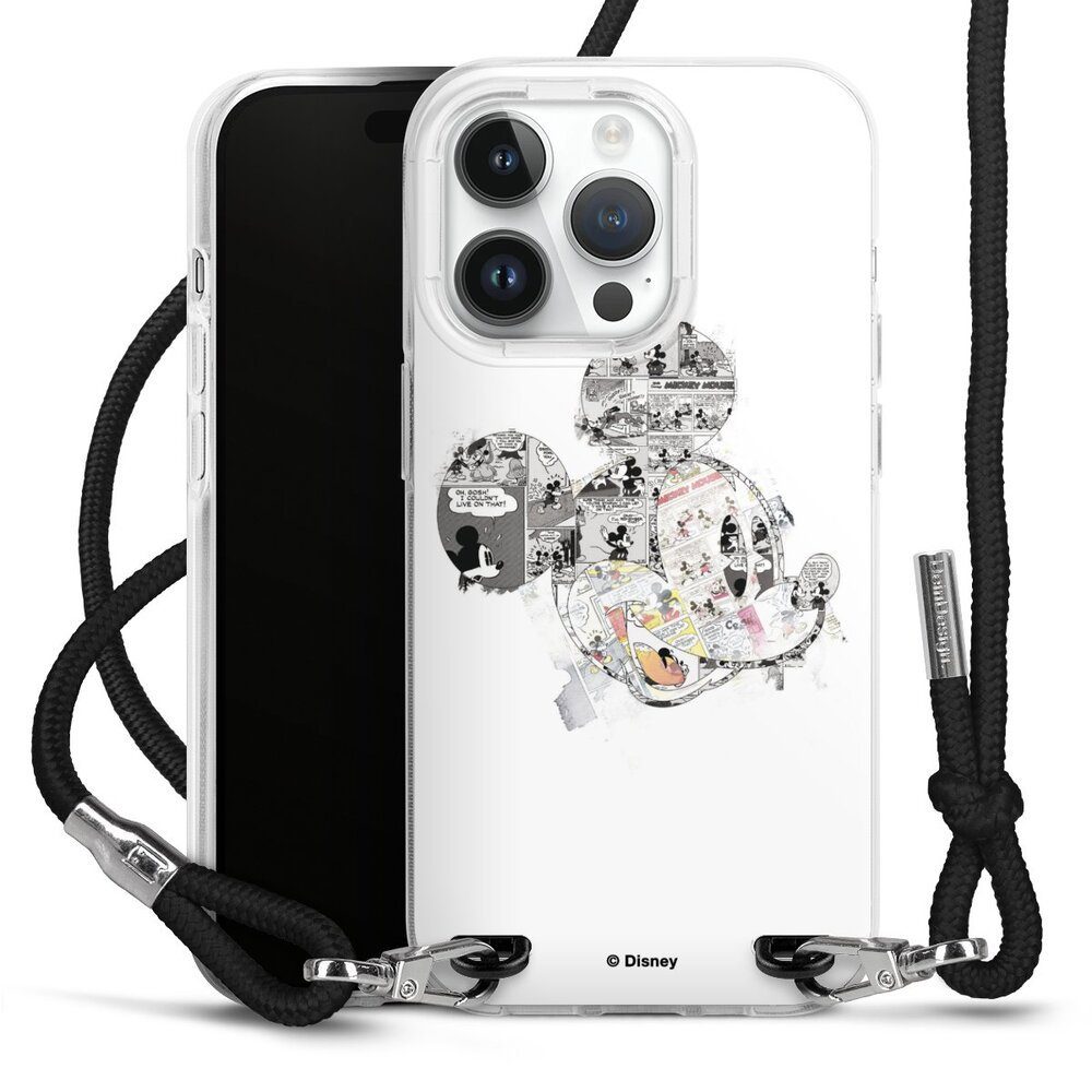 DeinDesign Handyhülle Mickey Mouse Offizielles Lizenzprodukt Disney Mickey Mouse - Collage, Apple iPhone 14 Pro Handykette Hülle mit Band Case zum Umhängen