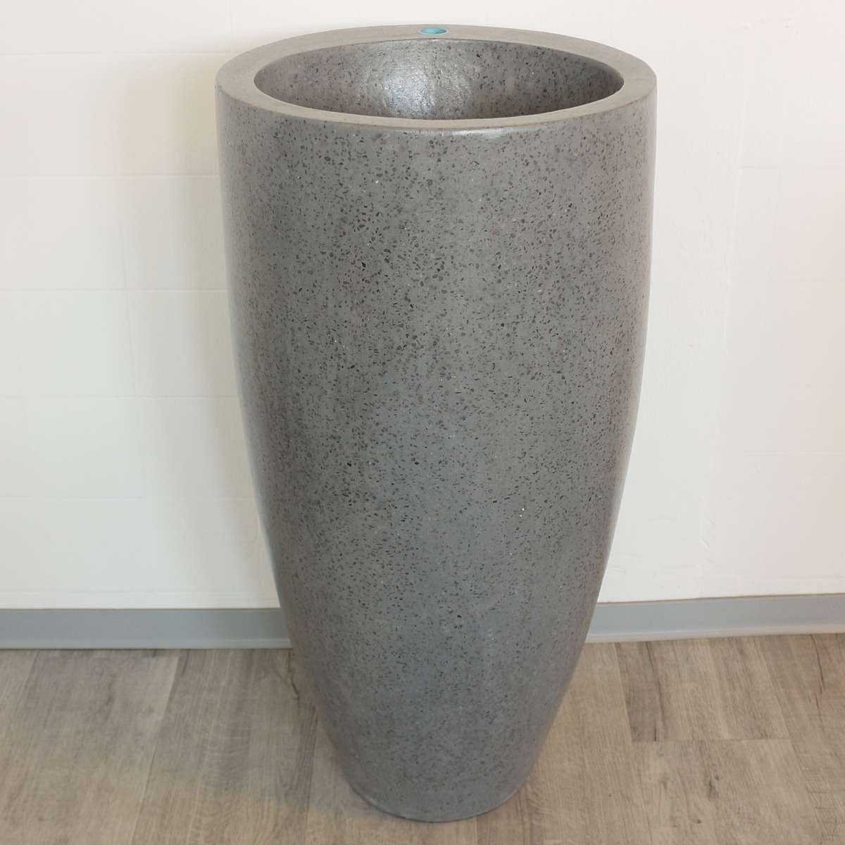 Oriental Galerie Waschtisch Standwaschbecken Terrazzo Dunkelgrau Bauchige Form (1-St)