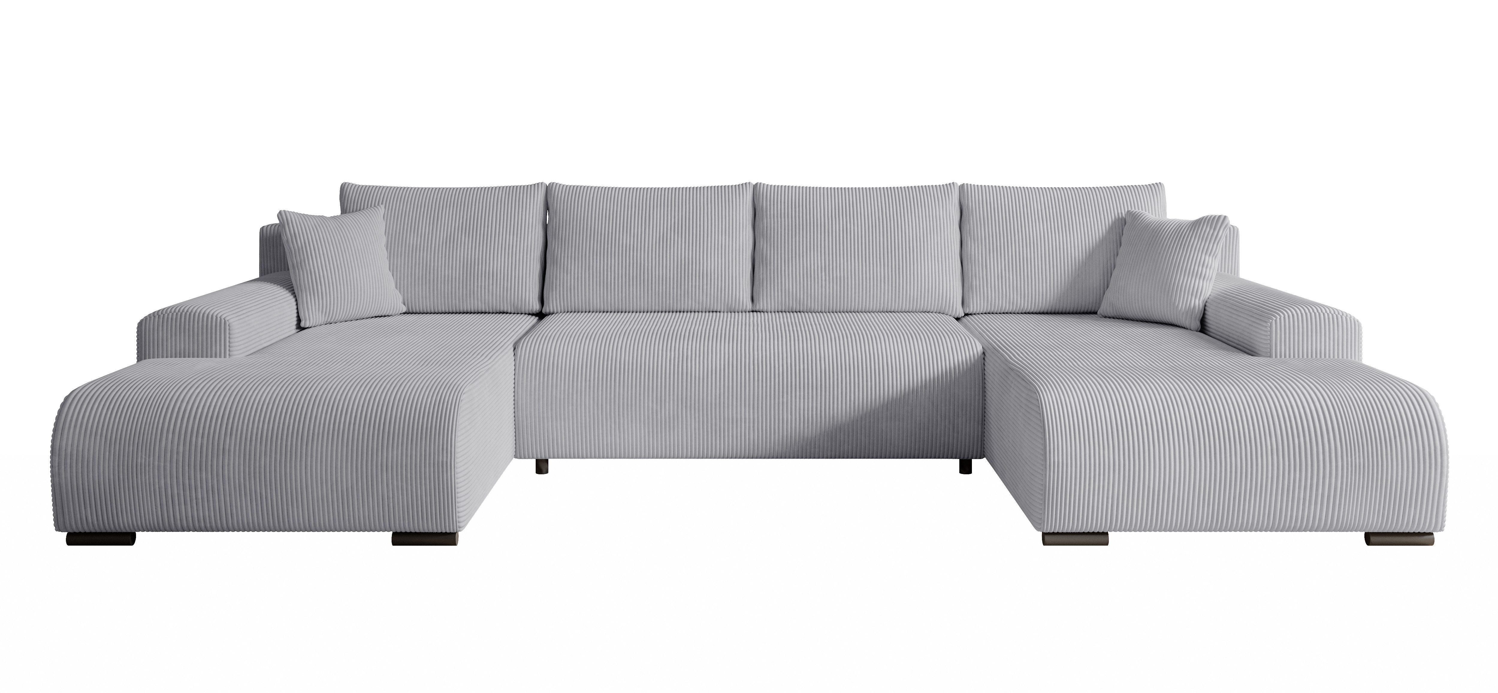 storez24 Ecksofa Ellen U, mit Bettkasten und Schlaffunktion, Cordstoff, U-Form, bequem