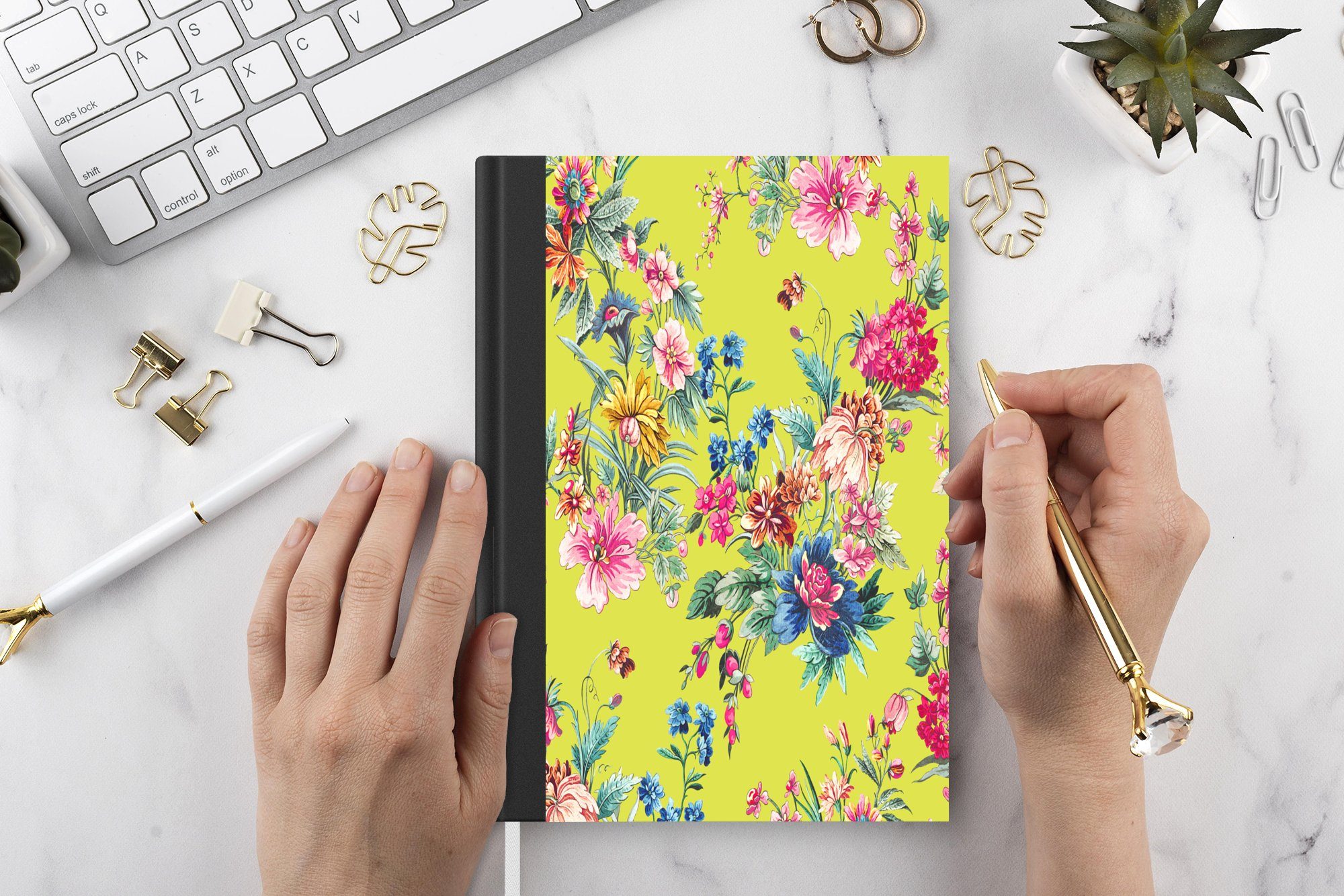 Blumen Journal, 98 MuchoWow Farben Pastell, Seiten, - Haushaltsbuch Tagebuch, A5, Notizheft, - Merkzettel, Notizbuch