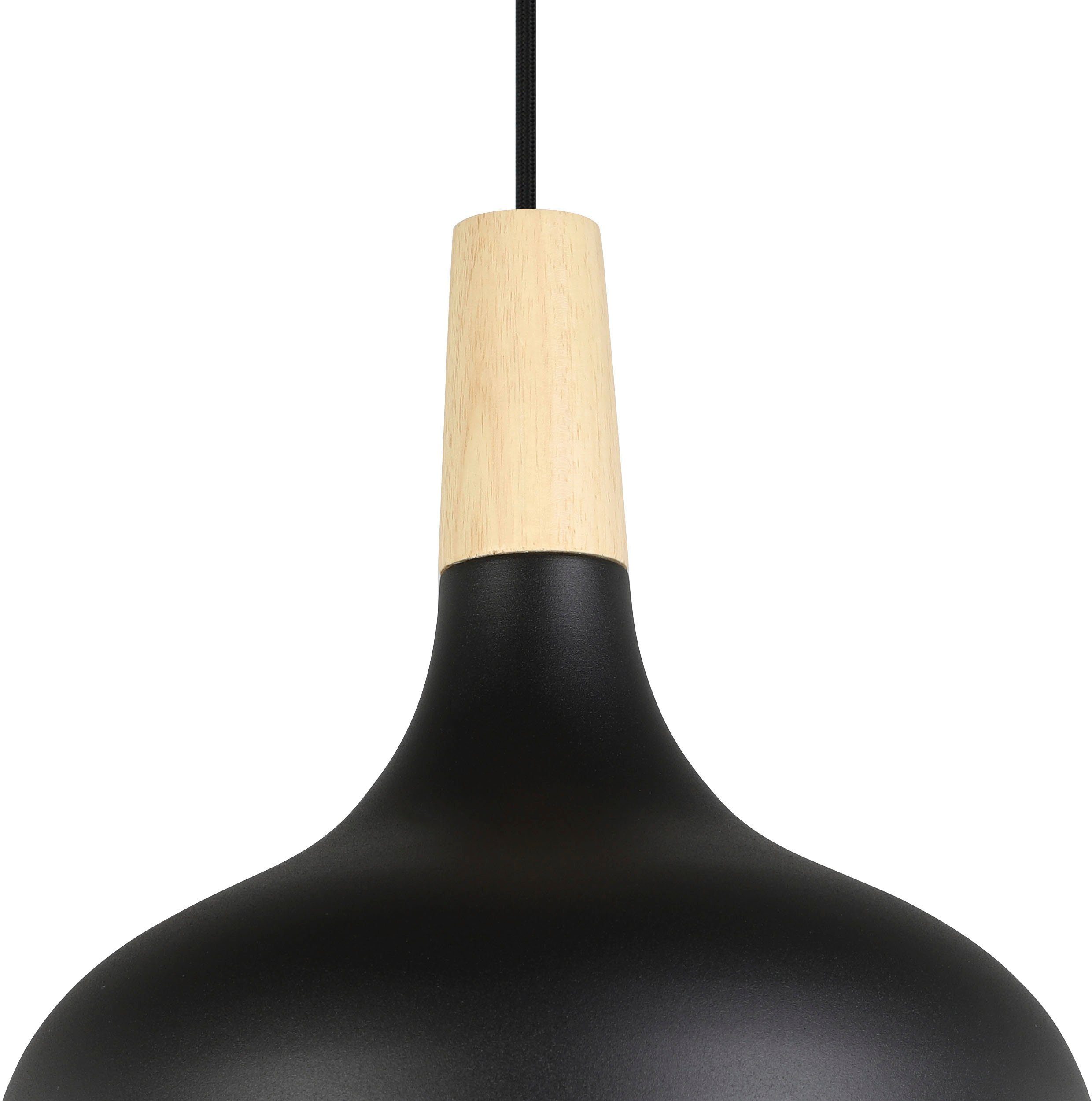 EGLO Hängeleuchte SABINAR, Leuchtmittel wechselbar, ohne Leuchtmittel, Hängeleuchte in schwarz und braun aus Stahl, Holz - exkl. E27 - 40W