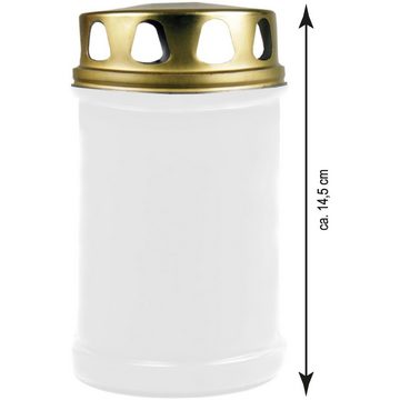 HS Candle Grabkerze (1-tlg), Grabkerze Grablicht Grableuchte mit goldenem Deckel