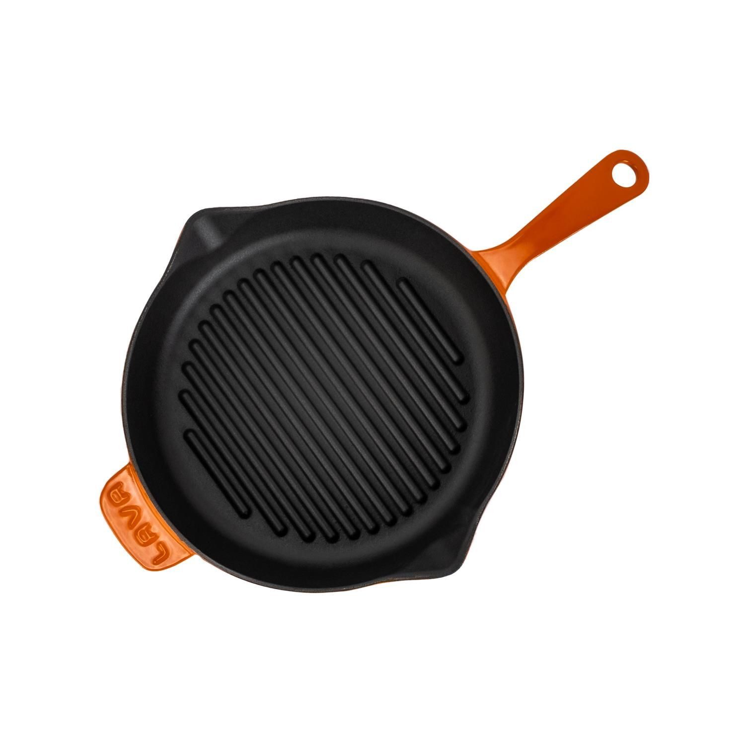 LAVA Grillpfanne LAVA Grillpfanne aus emailliertem Gusseisen, Ø 28 cm, 2,3 Liter., Gusseisen (1-tlg), emailliertes Gusseisen, backofengeeignet