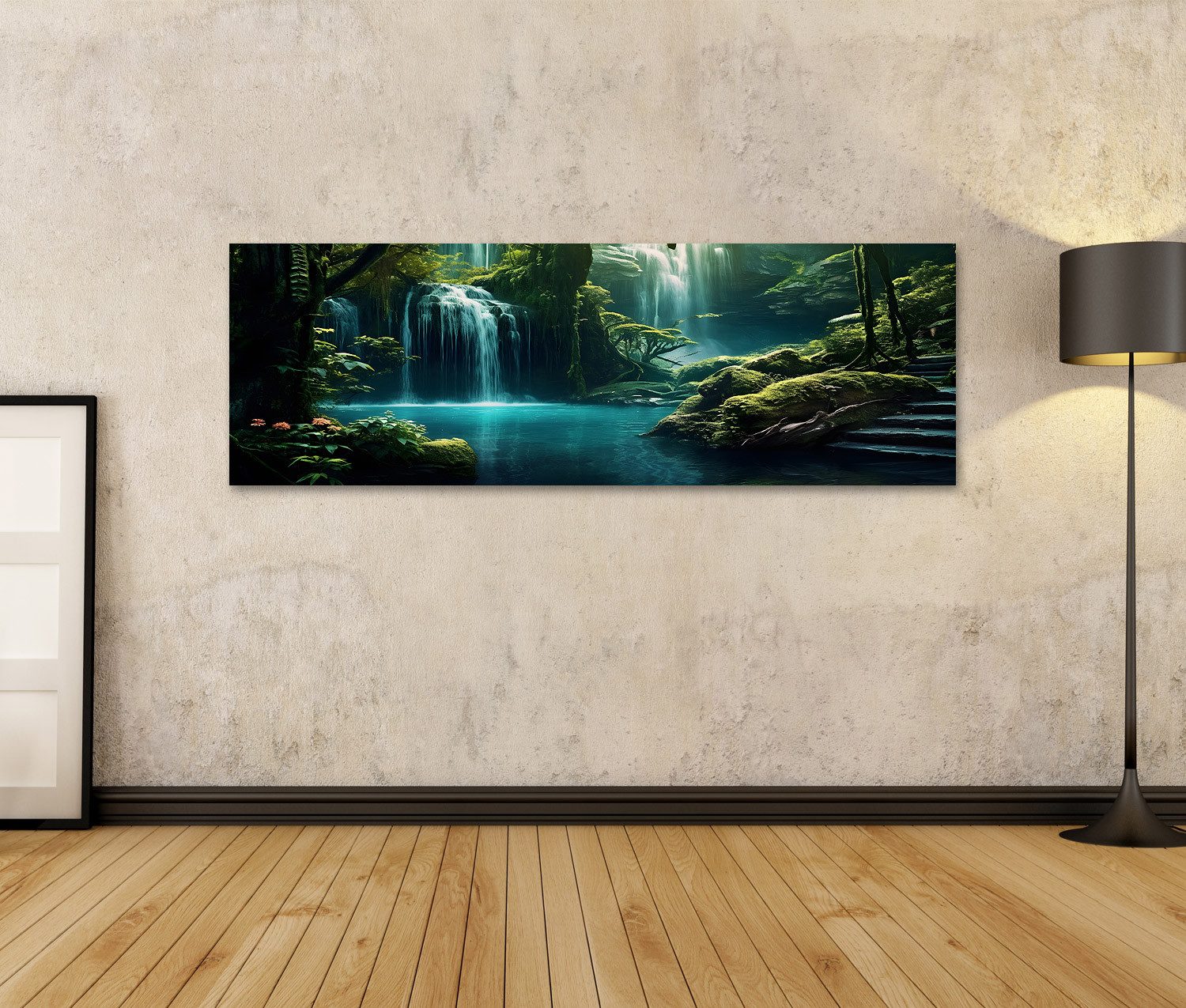 islandburner Leinwandbild Wasserfall im Dschungel Fantasielandschaft Bilder günstig online kaufen