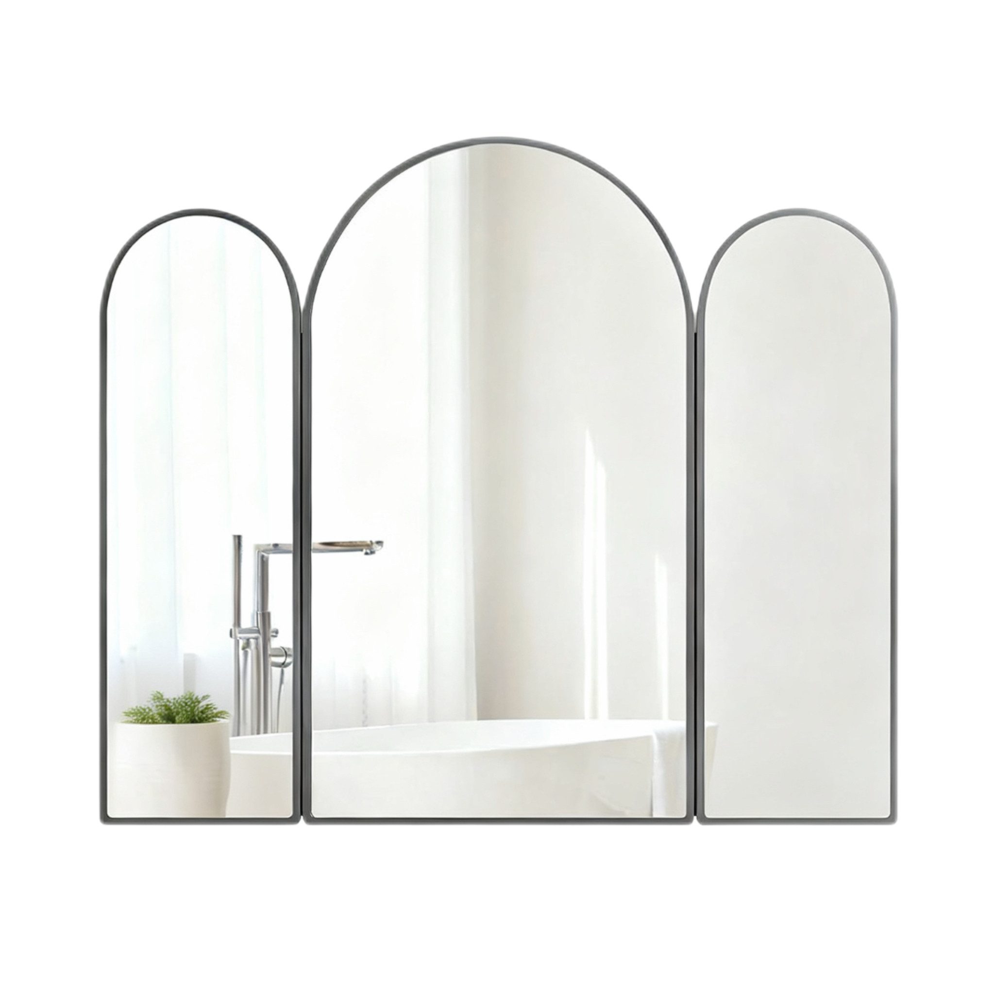radelldar Badezimmerspiegelschrank Wandschrank mit Stauraum, HD-Spiegel Schrank (1-St) 3-türiger Bogen-Spiegelschrank, 80x70 cm
