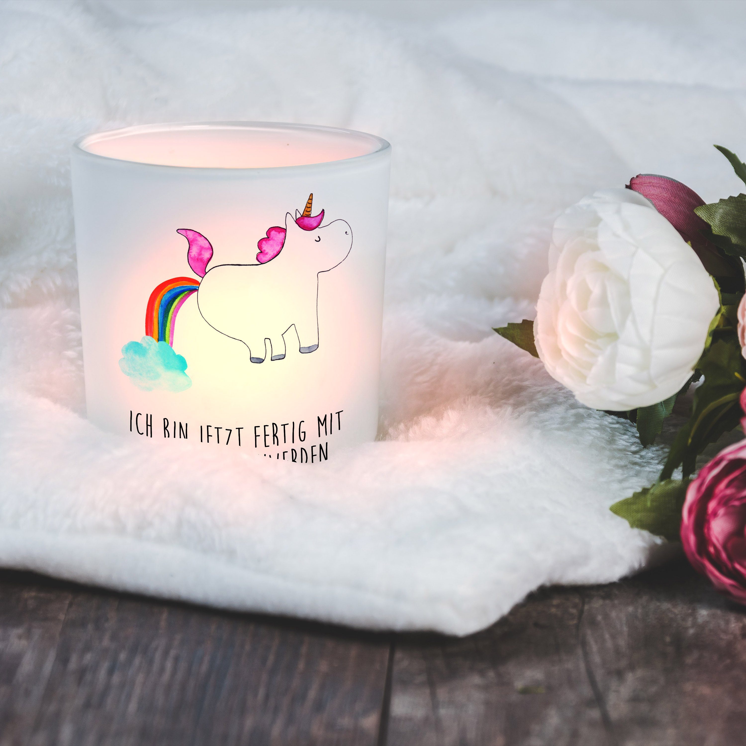Mr. & Mrs. St) - Kerzenglas, - Teelichthalter, (1 Einhorn Transparent Panda Pupsend Geschenk, Windlicht