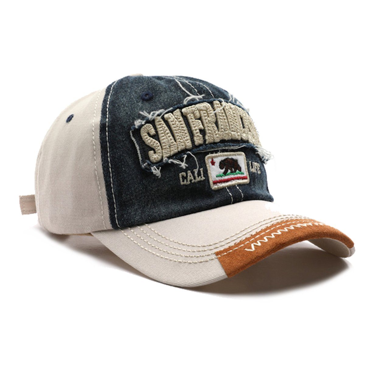 Belüftungslöchern Francisco Vintage Cap Baseball San Baseballcap Kalifornien mit beige Sporty