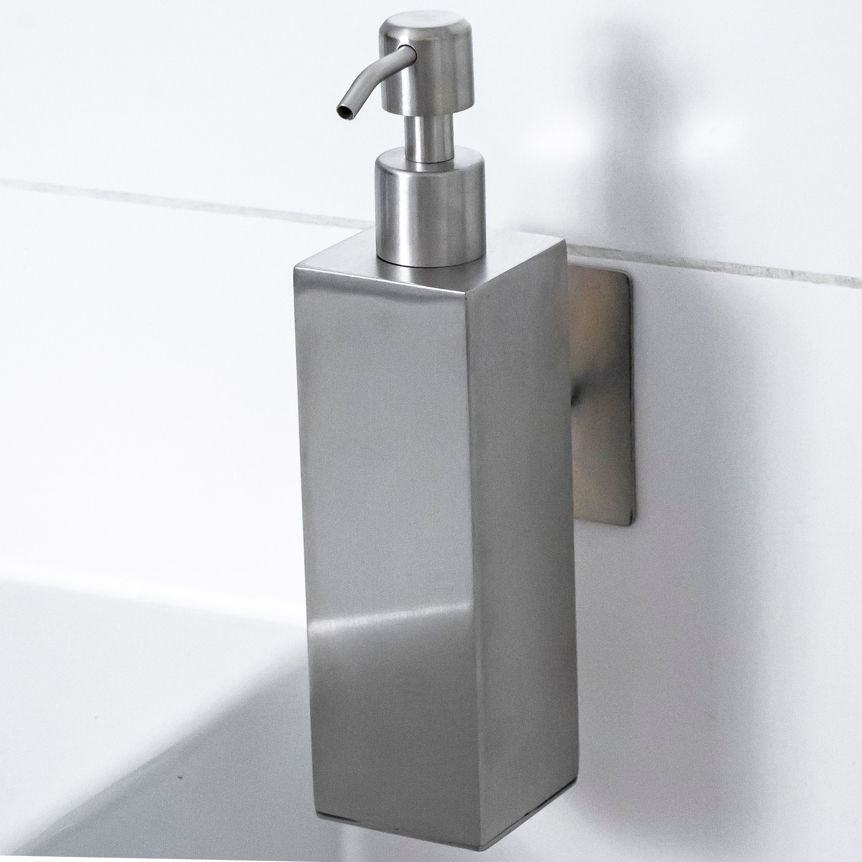 ELMOWO Seifenspender ohne Bohren 220ml Edelstahl für Wandmontage - Spender für Flüssigseife, (mit 3M-Klebefläche & Spezialkleber, für Wandbefestigung), für Badezimmer und Küche