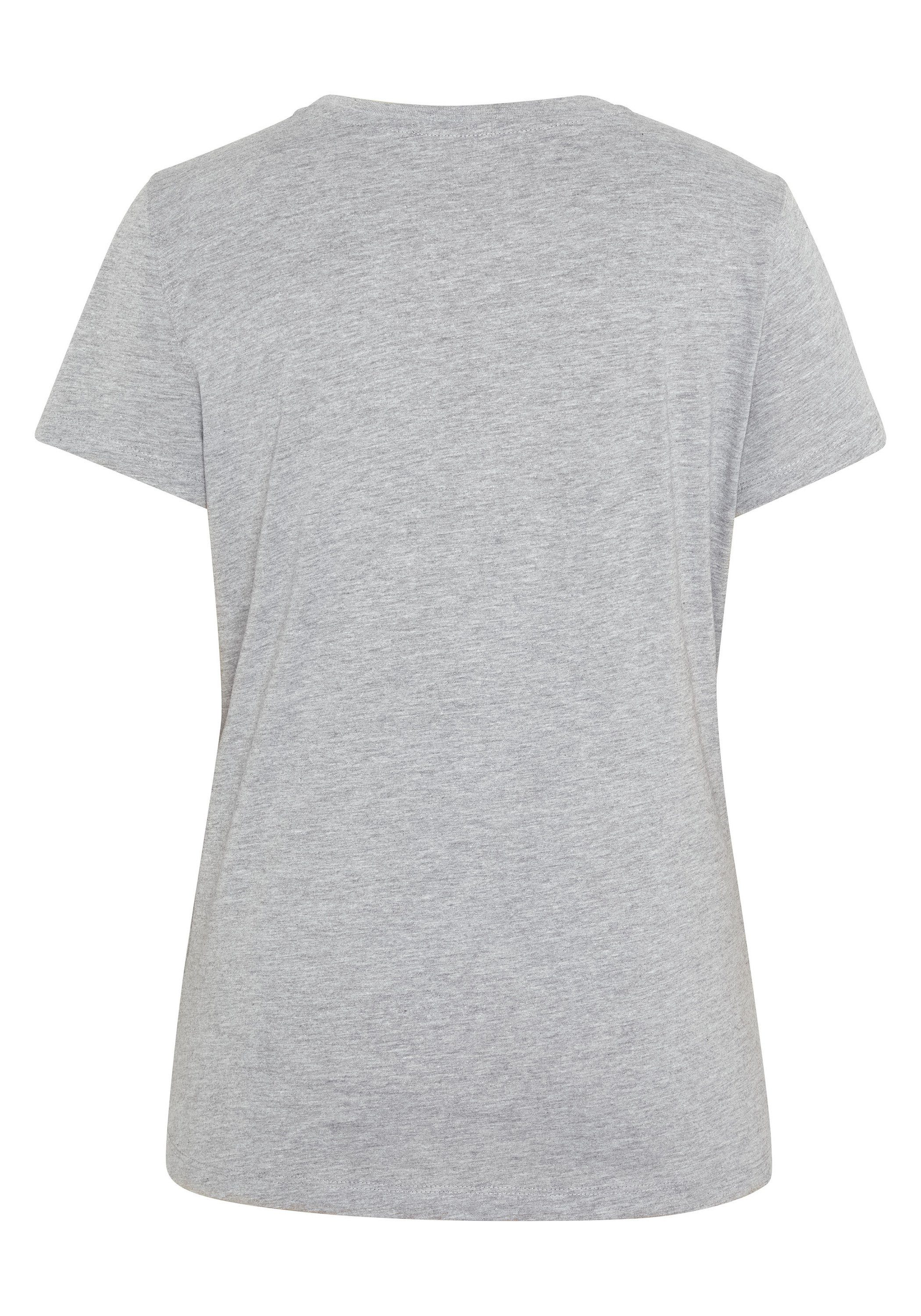 Chiemsee Print-Shirt Label-Look Melange 1 17-4402M T-Shirt im Neutral Gray