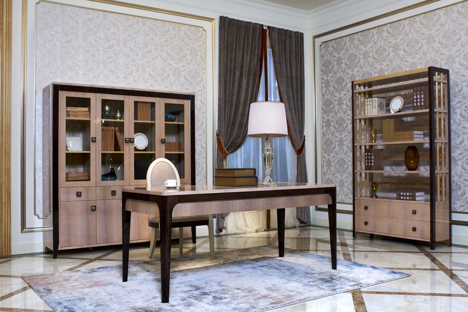 JVmoebel Schreibtisch, Design Luxus Möbel 4-tlg, Büro Set Schreibtisch und 2x Aktenschrank