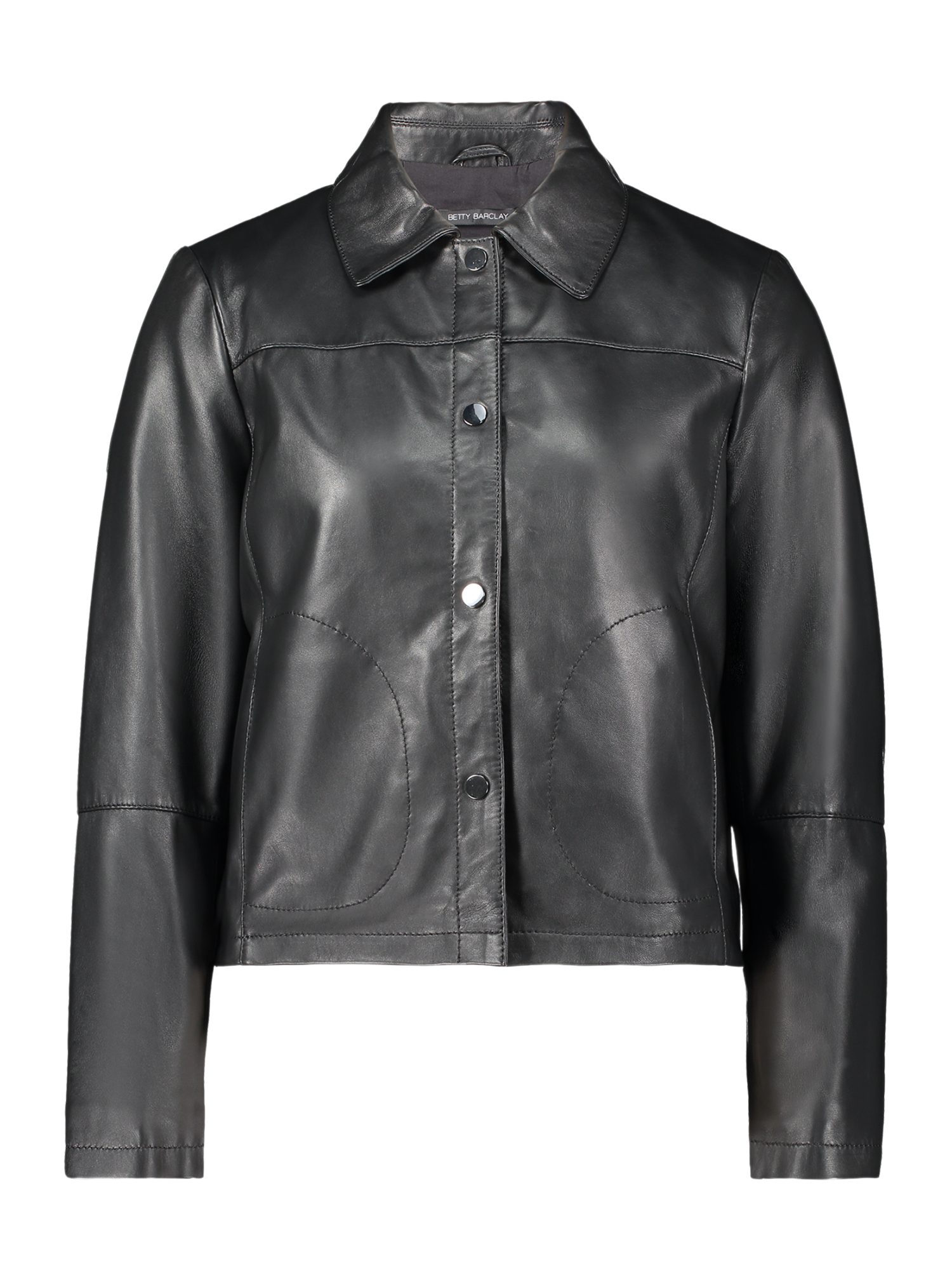 Betty Barclay Jackenblazer schwarz,Outdoor,Leder,Unifarben,Umlegekragen,Lang,Loose Fit
