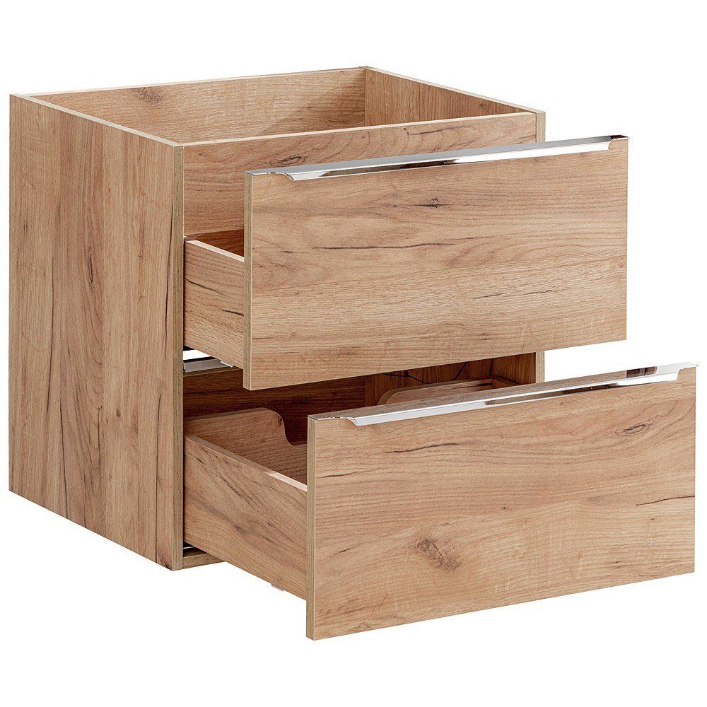 Lomadox Waschtisch TOSKANA-56, -Unterschrank 60cm mit Keramik-Waschbecken in Wotaneiche : 61/61/46 cm